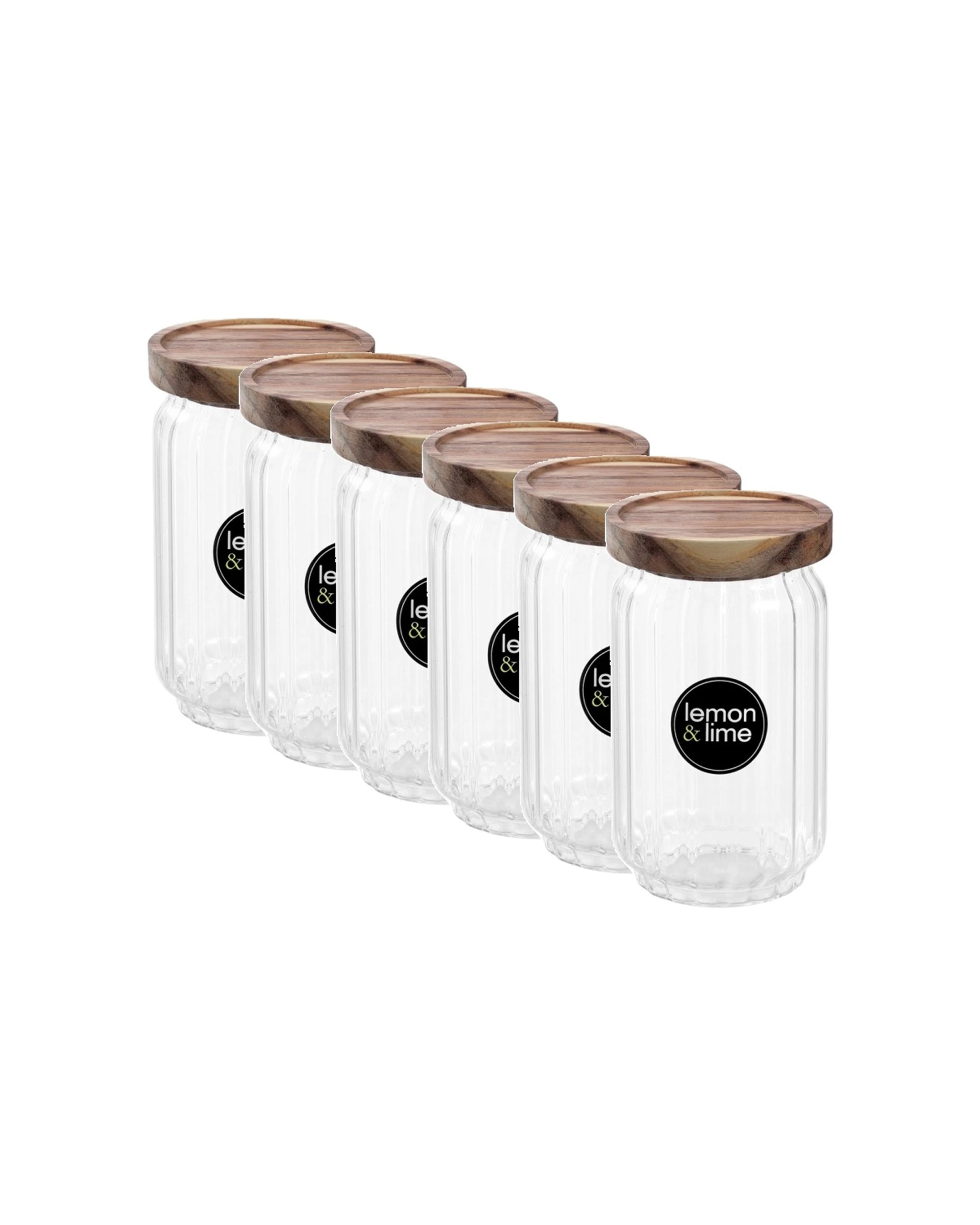 1 Lemon & Lime 6PK Woodend Acacia Glass Jar Reusable Food Container 750ml - Clear, 1 of 7