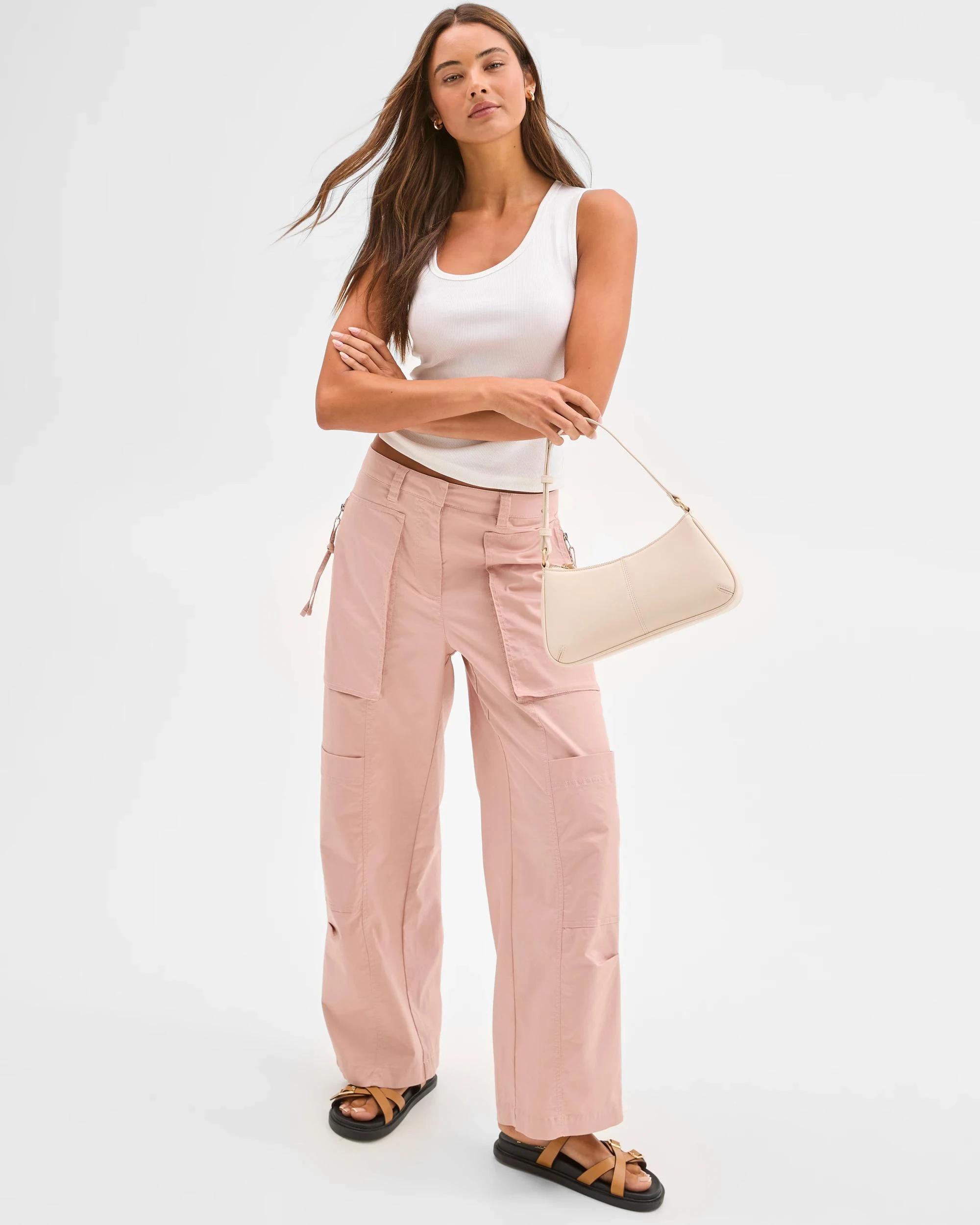 1 Lily Loves Australian Cotton Blend Utility Cargo Pants BLUSH PINK, 1 of 6