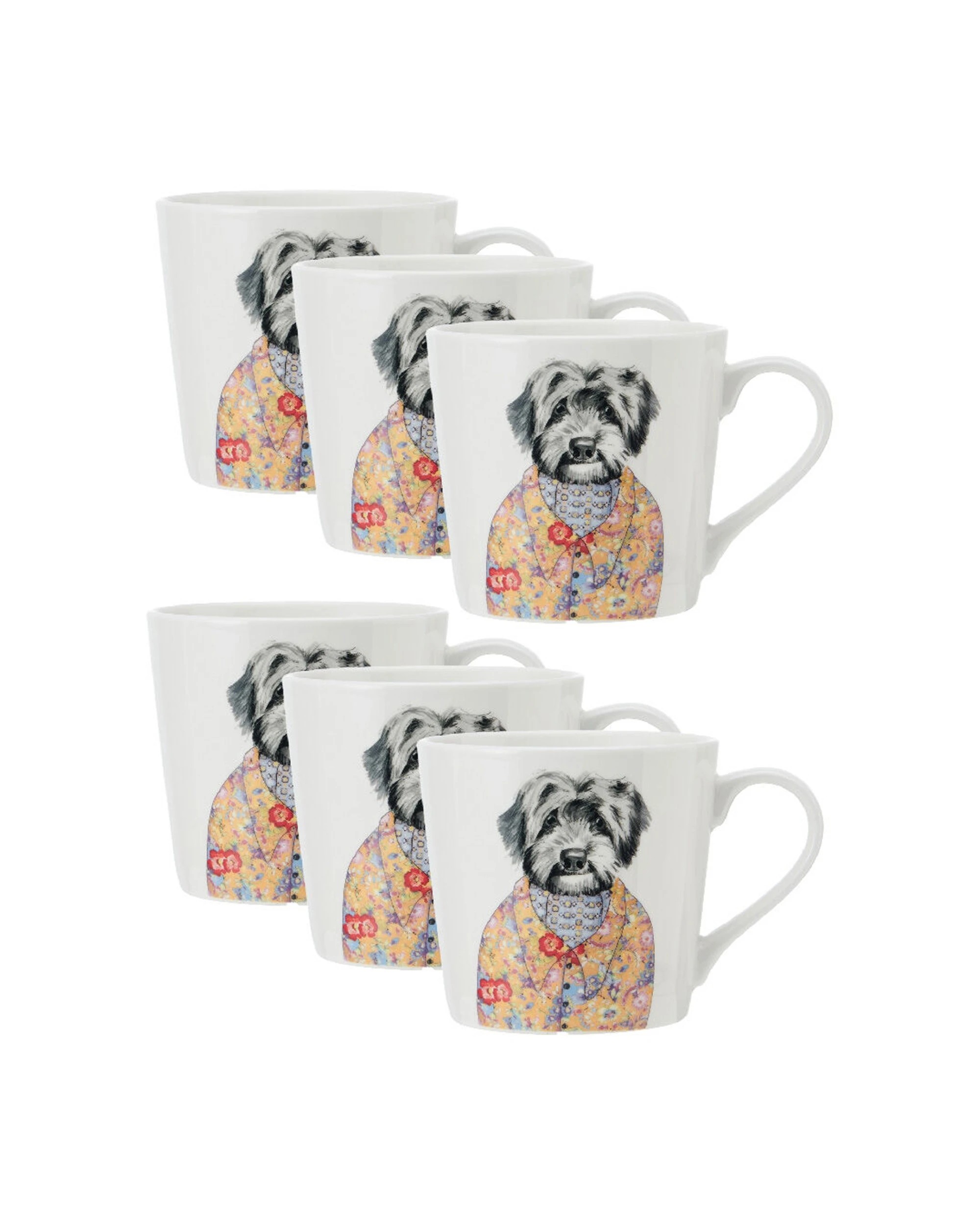 1 Mikasa 6PK Fine China Coffee Tea Mug 380ml Cockapoo Themed Hand Painted Design - Multi, 1 of 3