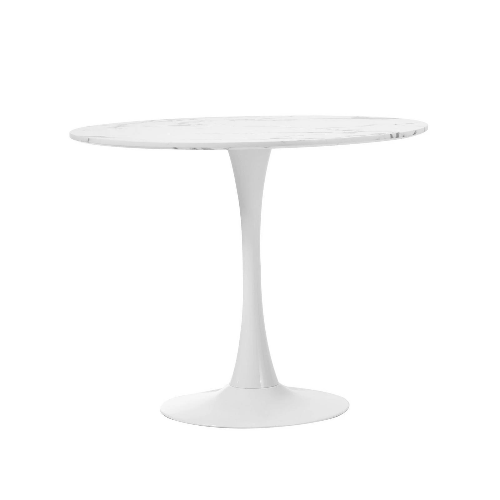 6 Oikiture 90cm Dining Table Kitchen Marble Tulip Round Metal Leg
 - White, 6 of 9