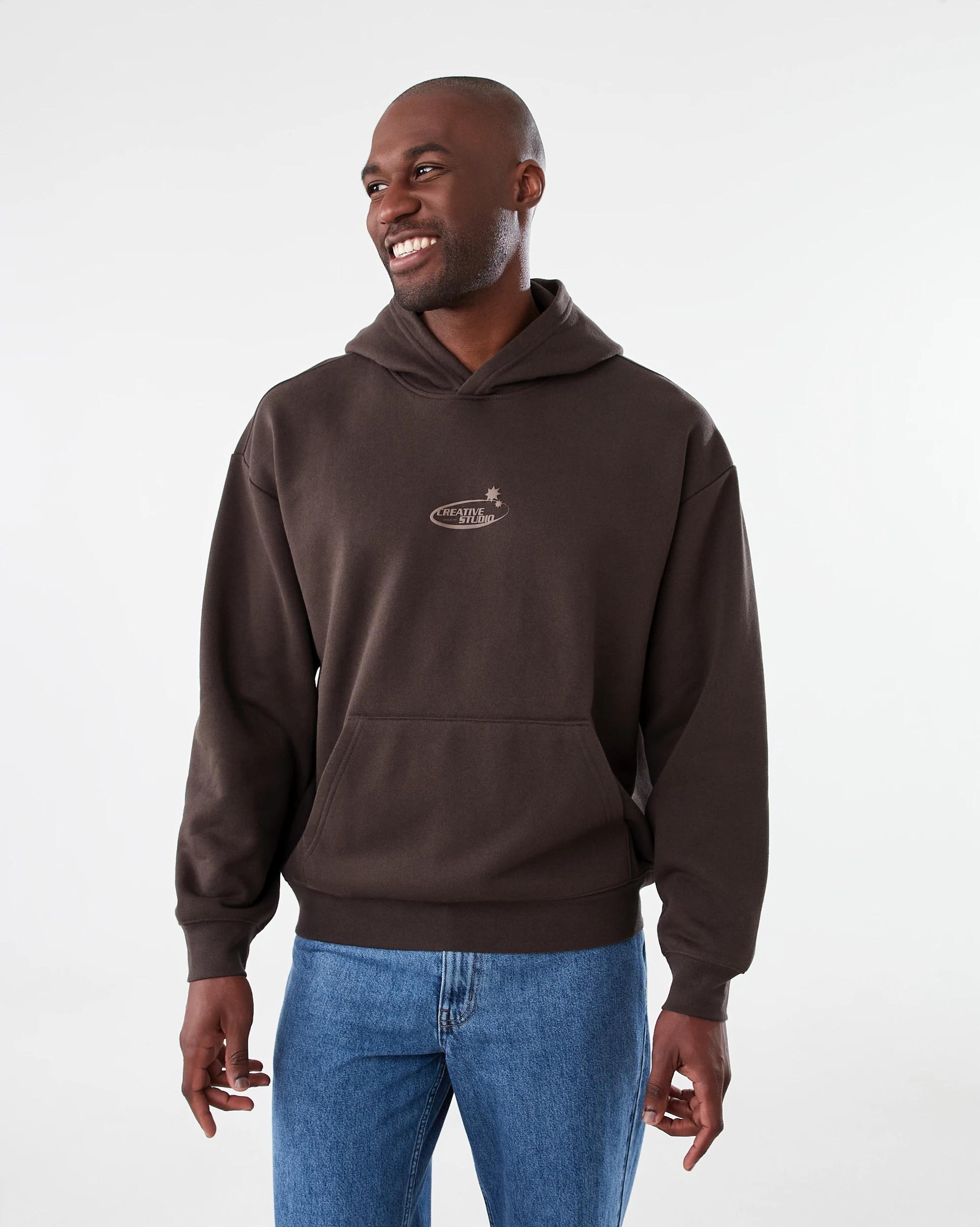 1 Oversized Boxy Print Hoodie Brn Freemd, 1 of 8