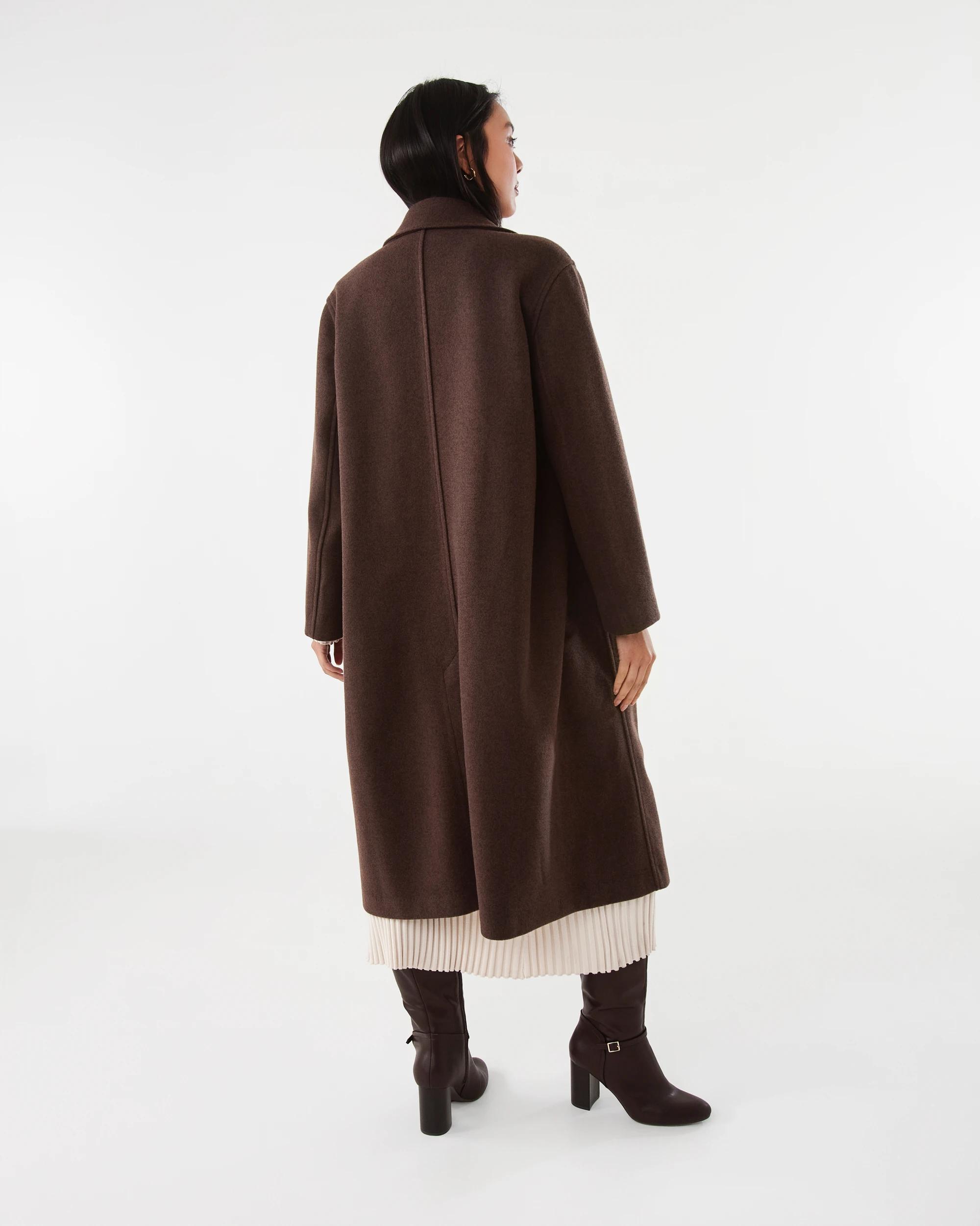 3 Longline Oversized Coat Melt Brown, 3 of 7
