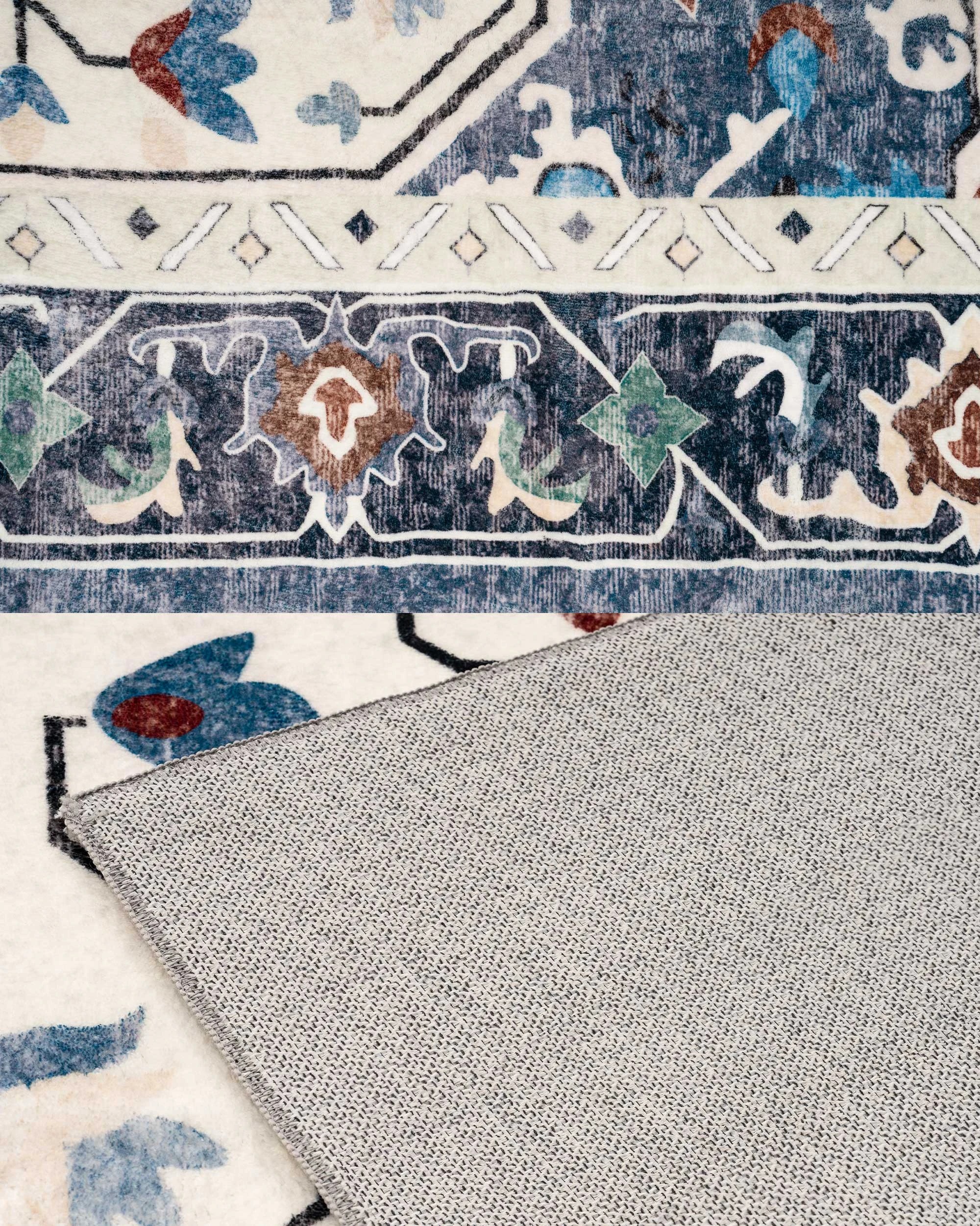 3 ZUNI Floor Rug 120x160CM Washable Modern Area Rug Carpet Short Pile Living Room Blue, 3 of 7