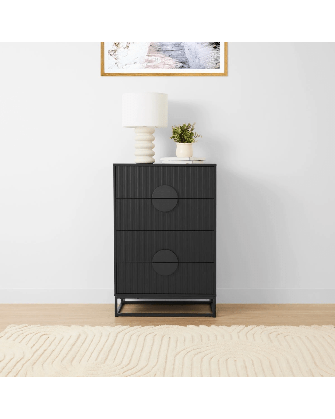 1 Stevie 4 Drawer Chest - Black, 1 of 9