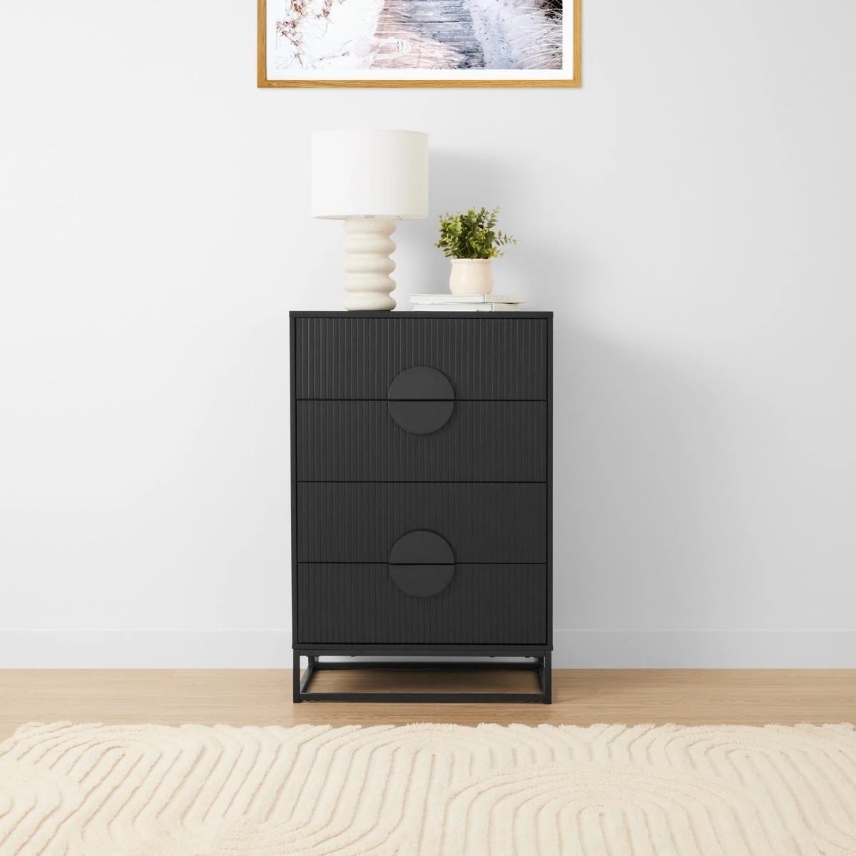1 Stevie 4 Drawer Chest - Black, 1 of 10