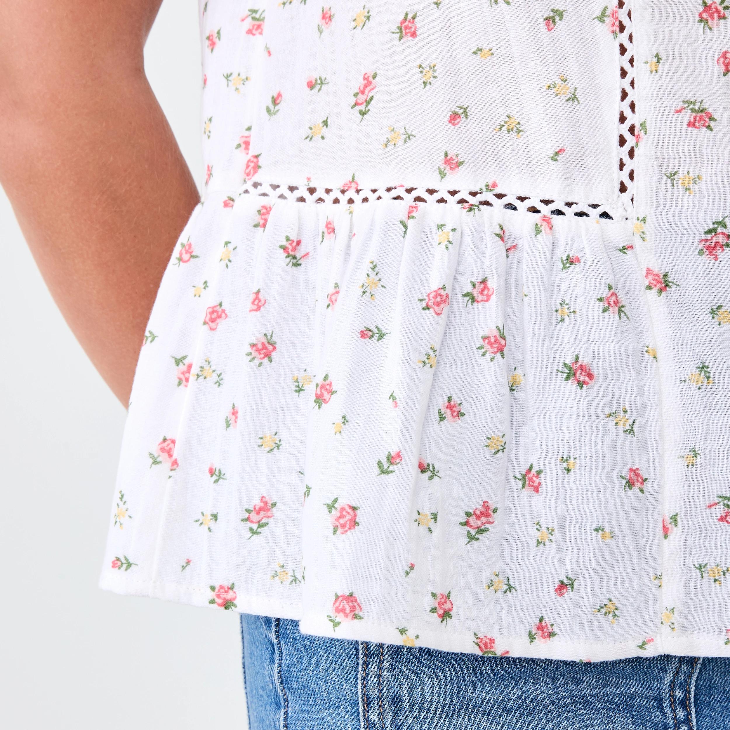 7 Sleeveless Collared Frill Top Pink Ditsy, 7 of 7