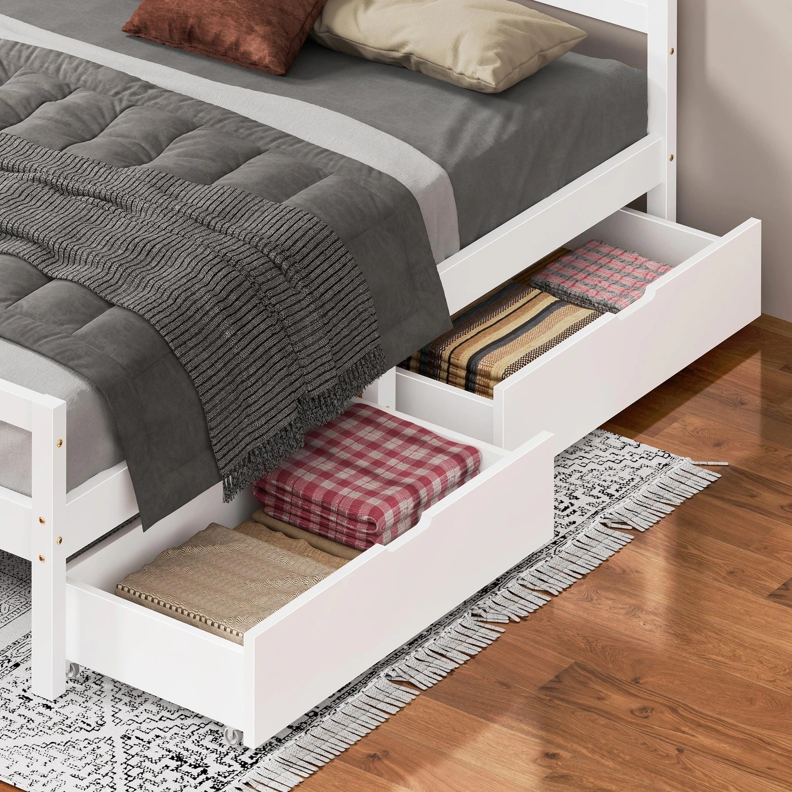 7 Alfordson Bed Frame Wooden Double Size Mattress Base Platform Timber Dubem - White, 7 of 10