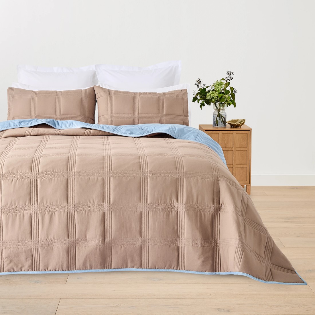 2 Velvet Reversible Coverlet Set - Queen/King Bed, Blue, 2 of 9