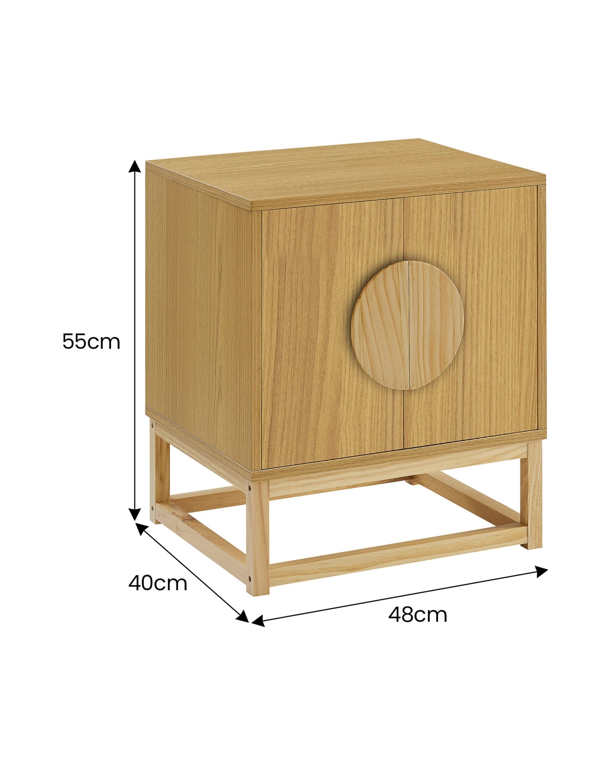 5 Sarantino Luca Bedside Table Split Door Night Stand Bed Side - Natural, 5 of 5