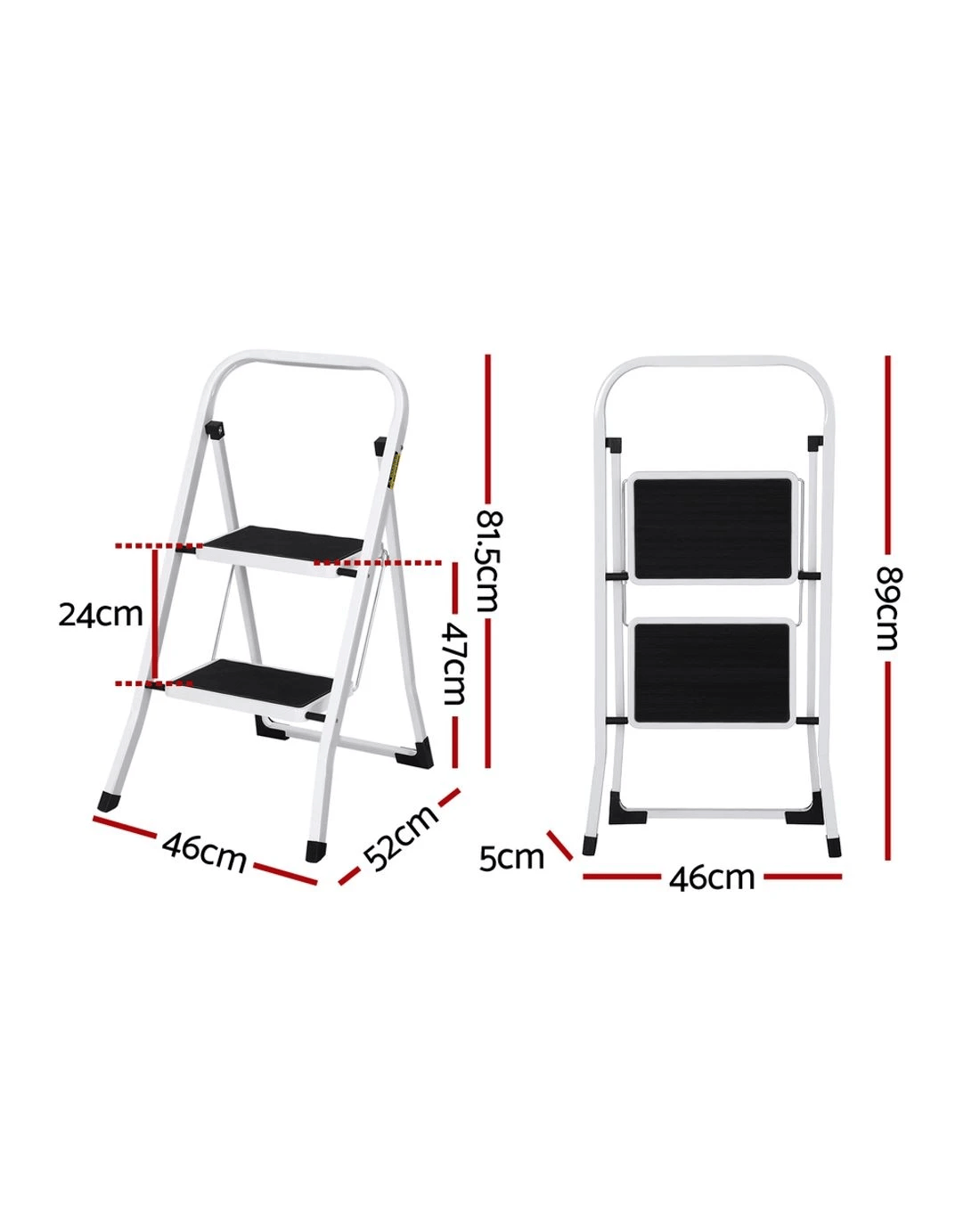 Giantz 2 Step Ladder Multi-Purpose Folding Steel Light Weight Platform ...