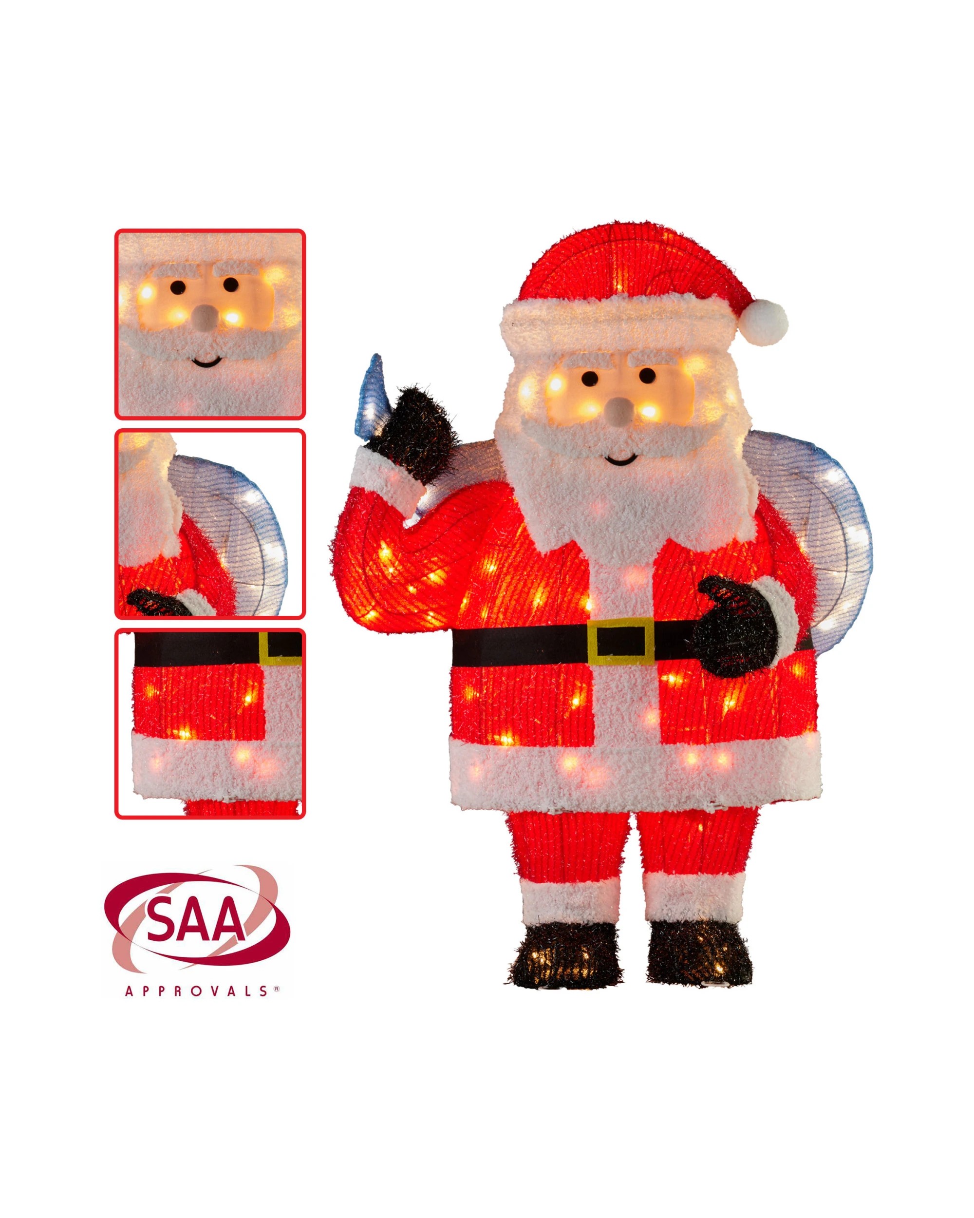 3 Christabelle 81cm Christmas Santa Display With Lights, 3 of 7