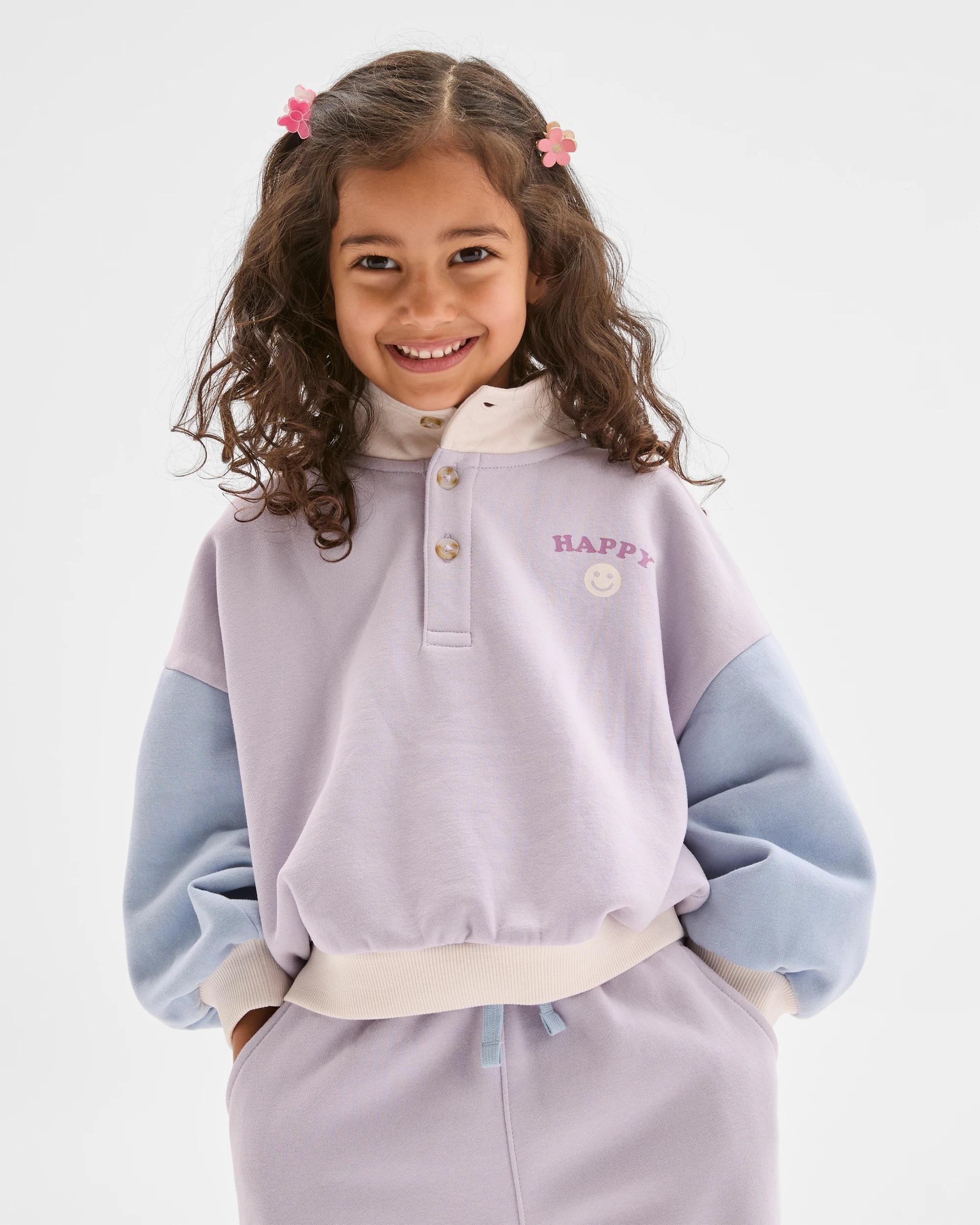 1 Target Kids Long Sleeve Colour Block Jumper PURPLE, 1 of 6