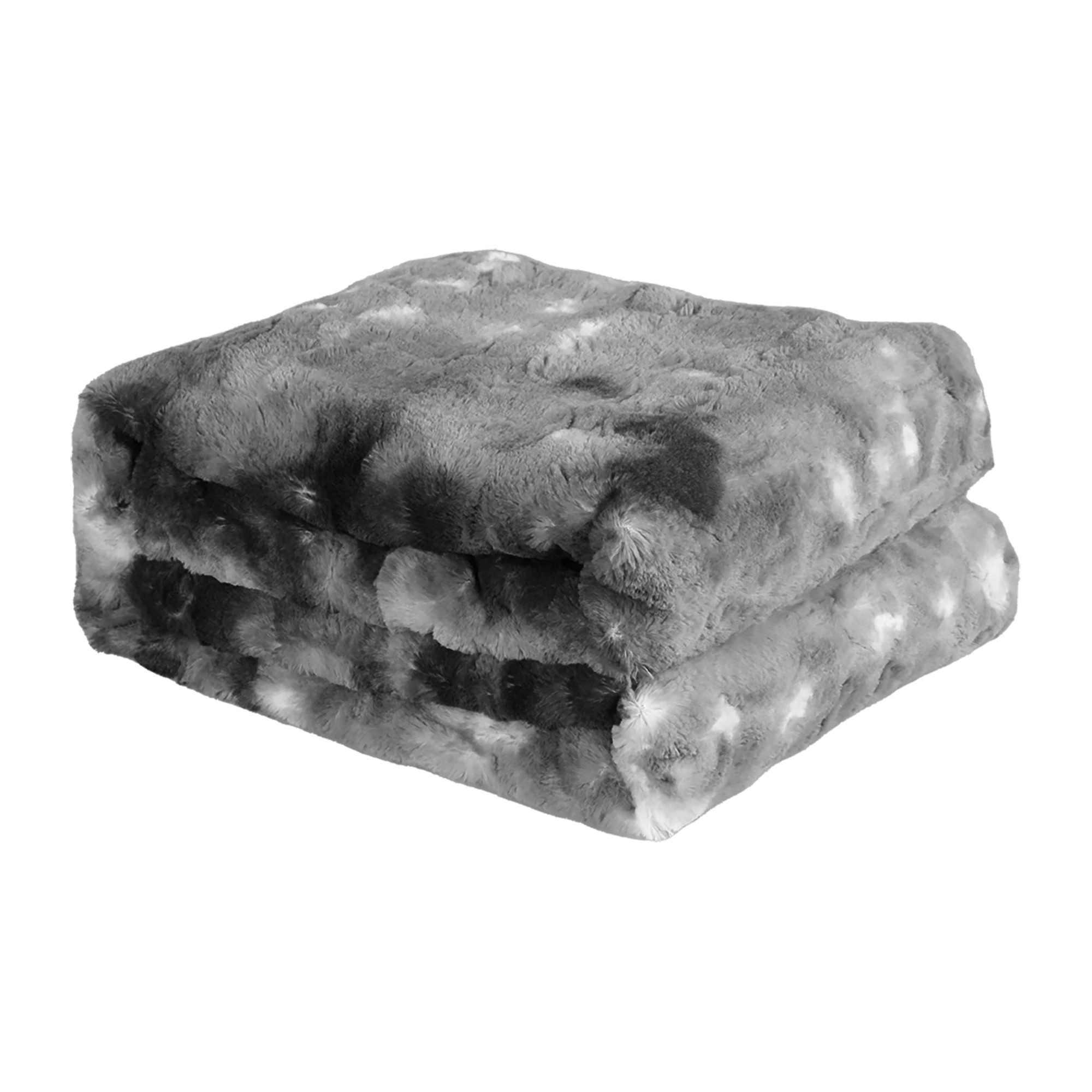 1 Dreamz Small Greyfaux Fur Blanket, 1 of 6