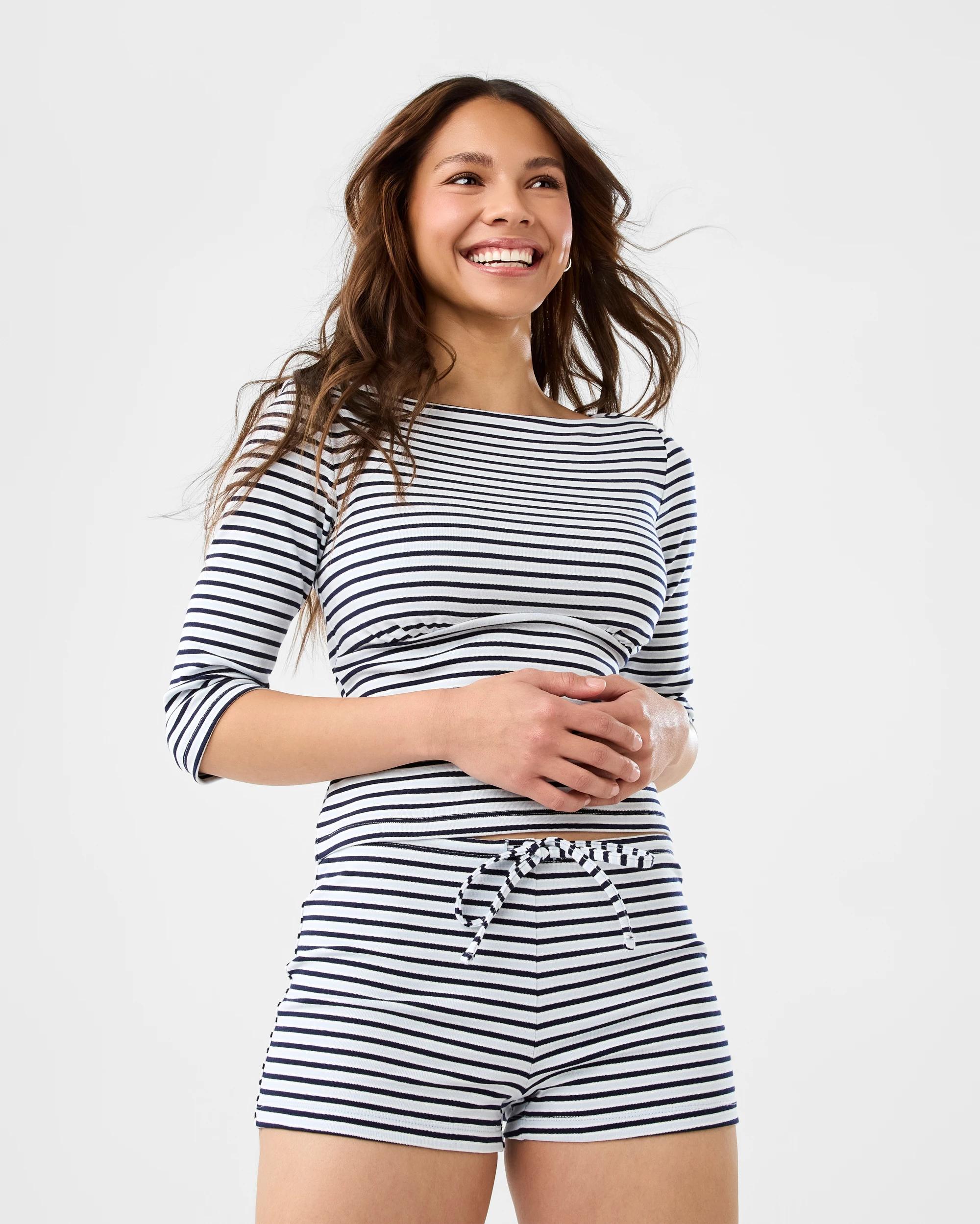 6 Mini Stripe Shorts Blu Tonal, 6 of 6