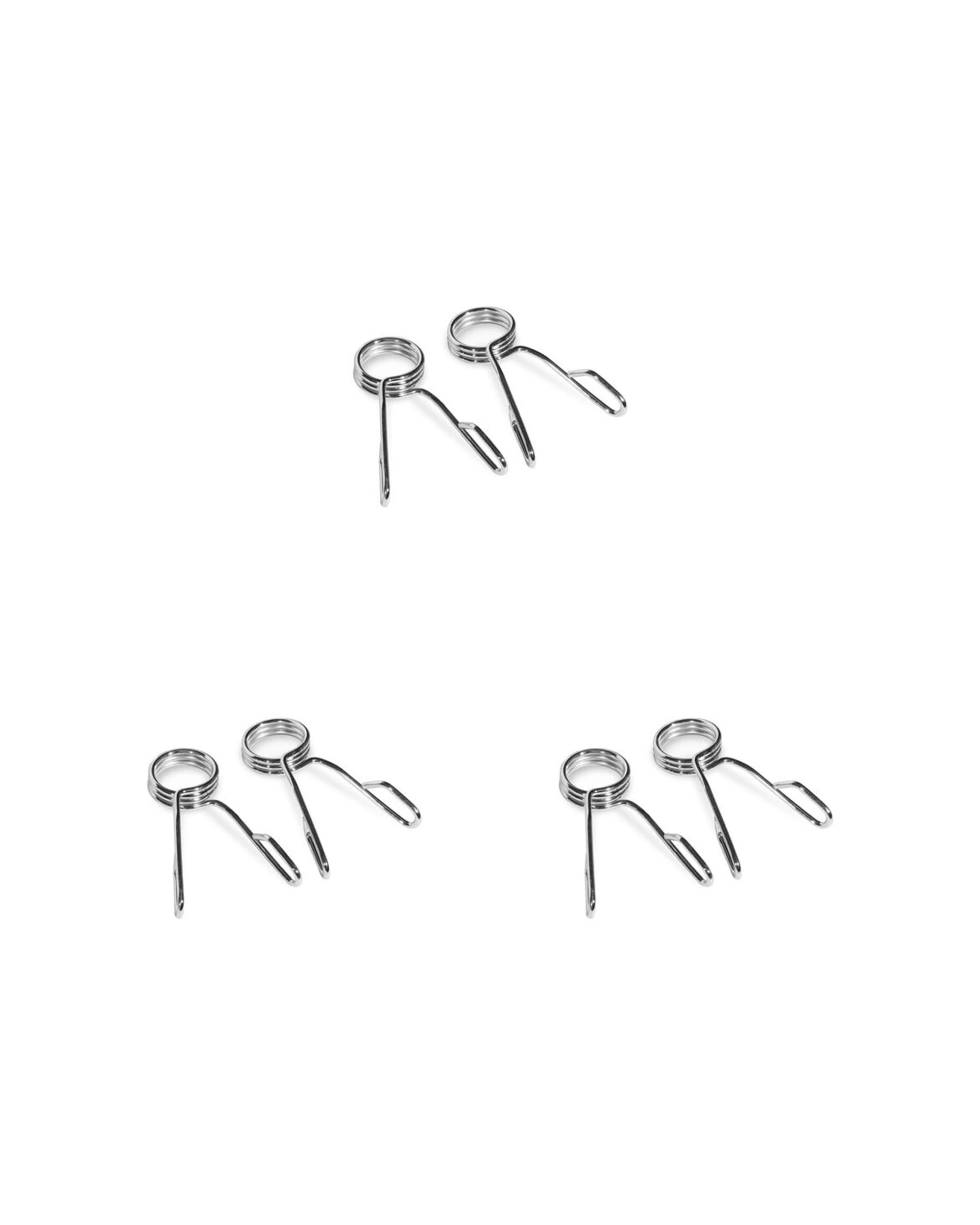 1 BODYWORX Olympic Spring Collars 50mm Bar - 3 Pairs Weightlifting Accessory - Silver, 1 of 3
