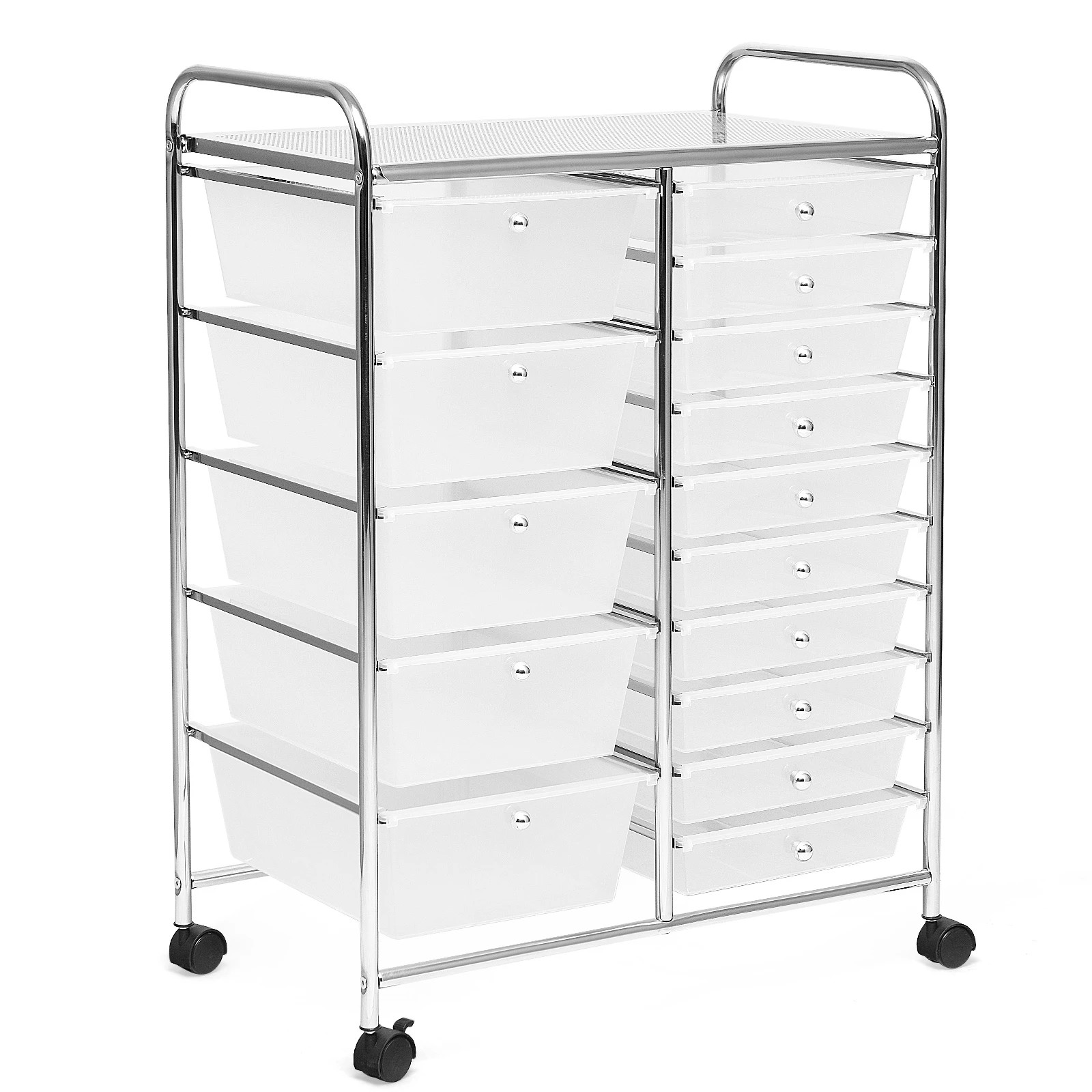 1 Costway 15-Drawers Rolling Storage Cart Mobile Utility Trolley - White, 1 of 9