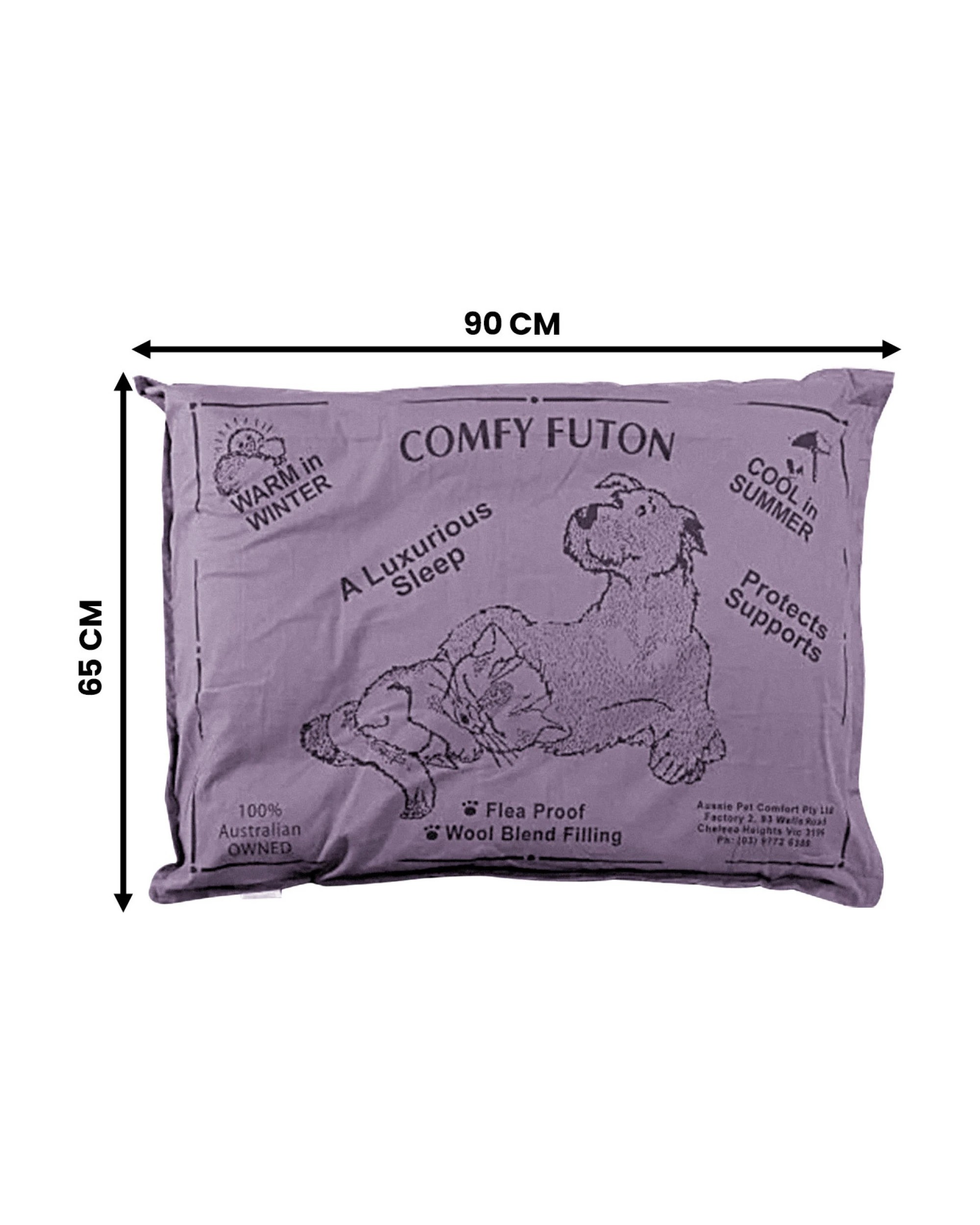 2 Aussie Made Comfy Pet Bed Futon Dog 90cm Wool Blend Medium - Dusk, 2 of 3