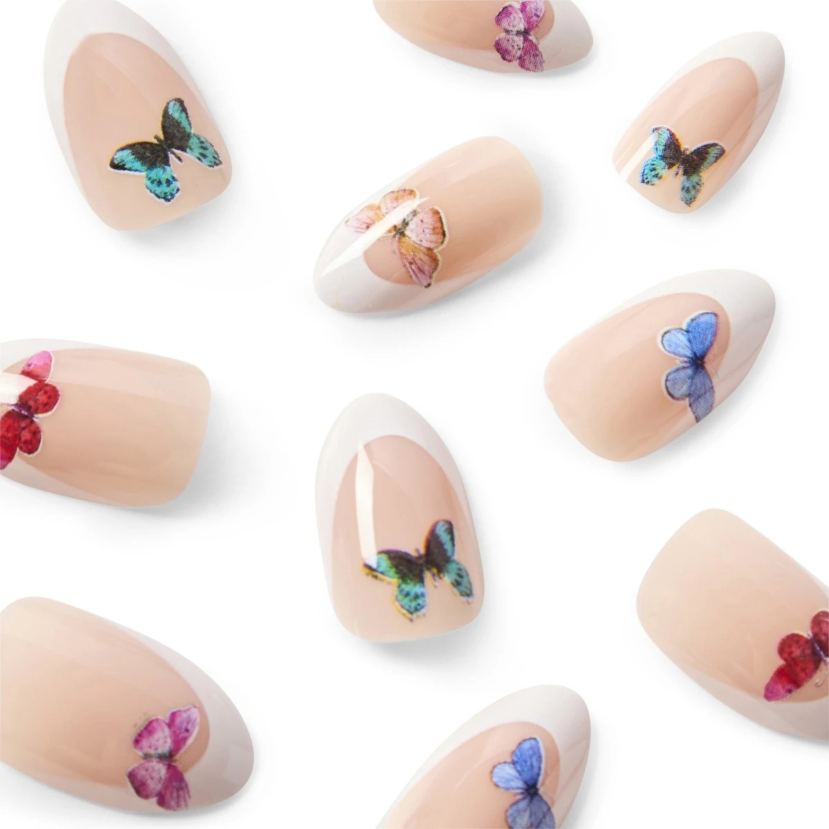 3 OXX Cosmetics 24 Pack Artificial Nails with Adhesive - Almond Shape, Butterfly, 3 of 5