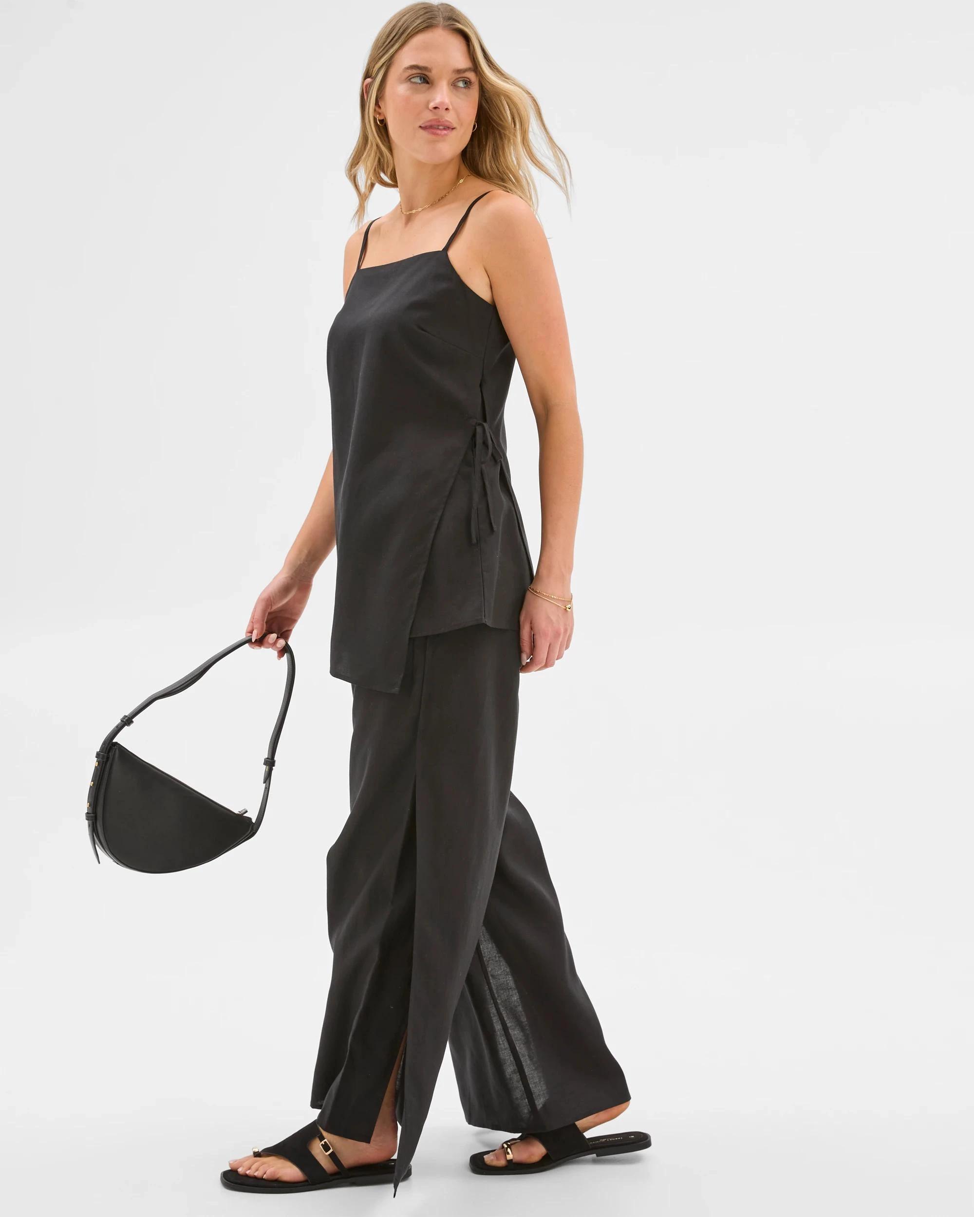 2 Lily Loves Wide Leg Split Pants BLACK, 2 of 6