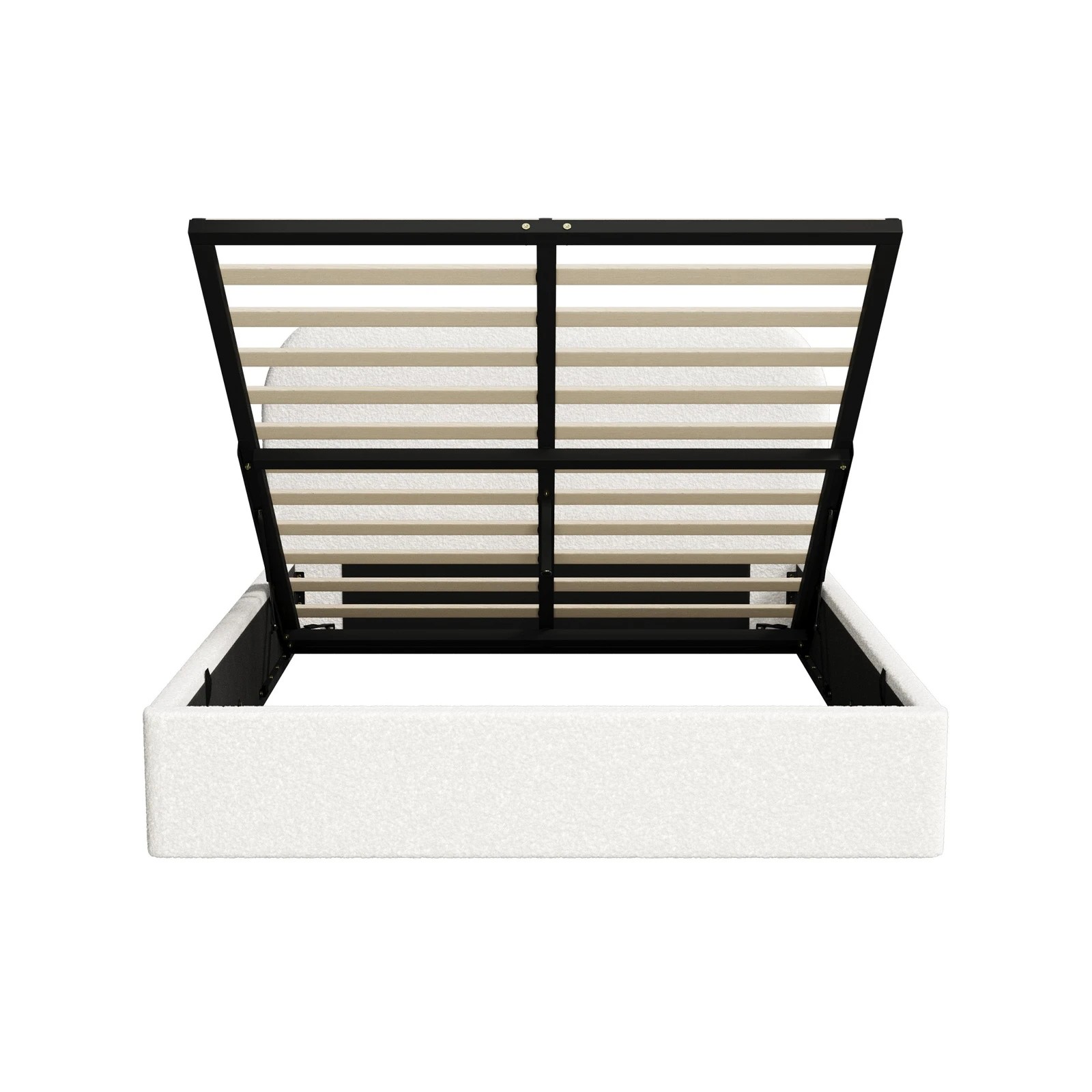 8 Oikiture Queen Bed Frame with Gas Lift Storage Mattress Base Boucle - White, 8 of 9