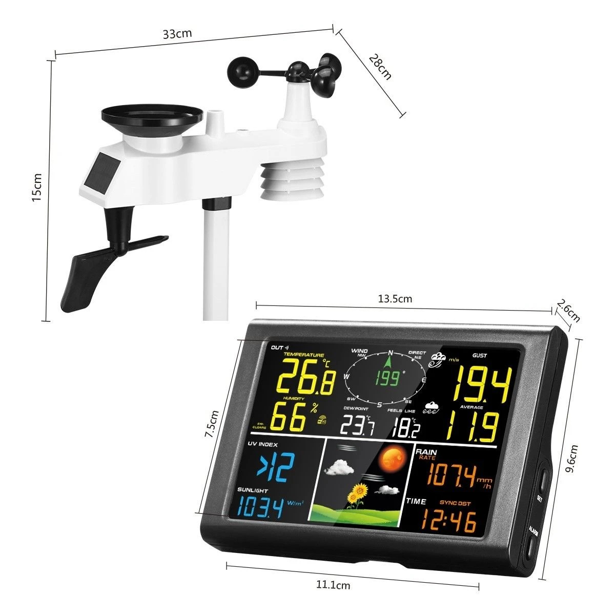 2 Maxkon Solar Powered Weather Forecast Station WIFI, 2 of 3