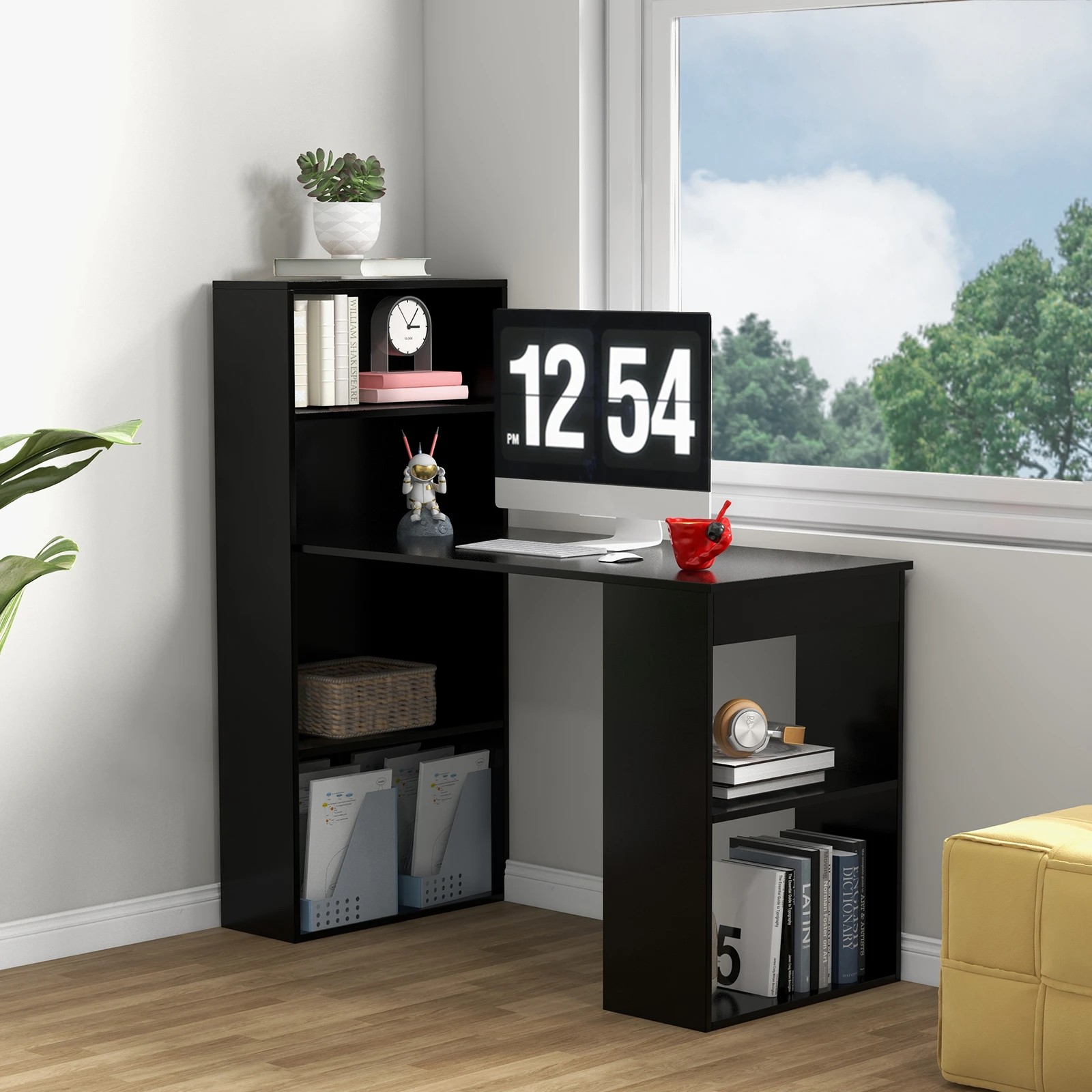 4 Costway Computer Desk Study Writing Table Workstation w/Drawer & Bookshelf Gaming Office, 4 of 4