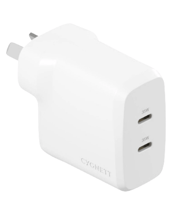Cygnett PowerPlus Dual USB-C Wall Charger 35w White