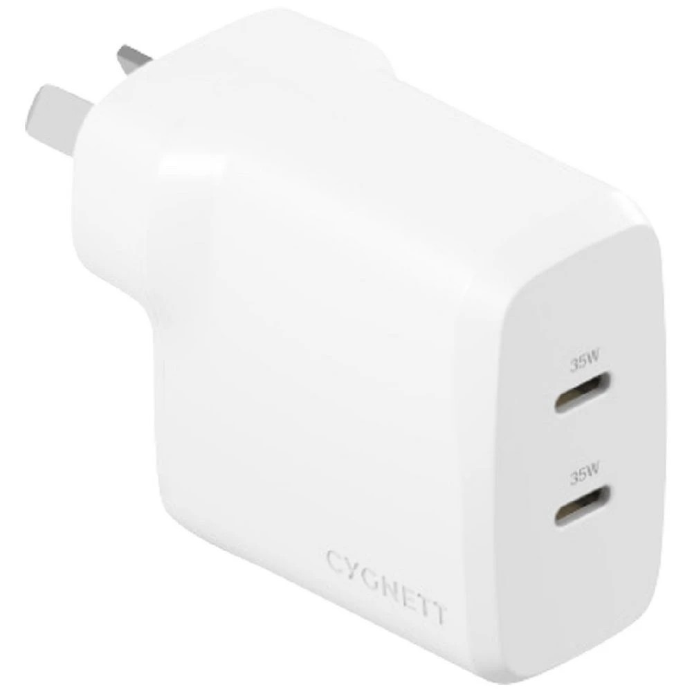 1 Cygnett PowerPlus Dual USB-C Wall Charger 35w White, 1 of 3