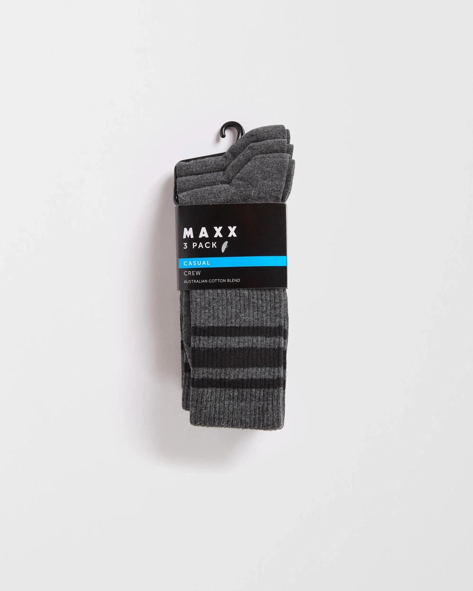 2 Maxx Australian Cotton Blend 3 Pack Casual Rib Socks CHAR MARLE, 2 of 3