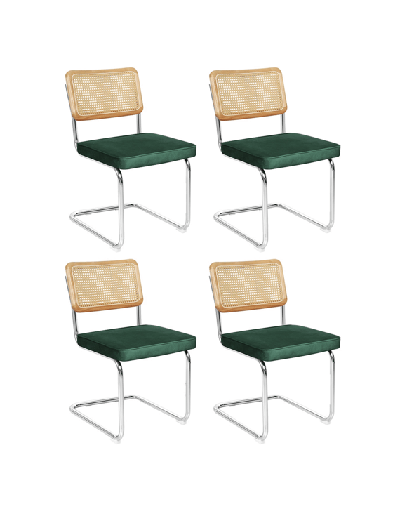Levede 4xRattan  Cesca Velvet Chair Dining - Green