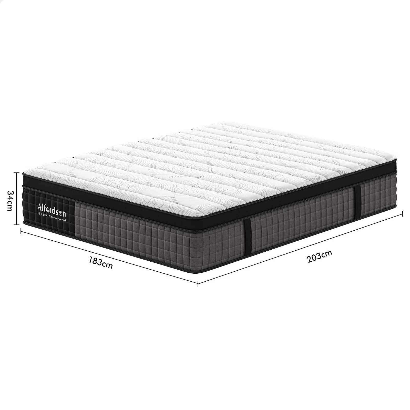 3 Alfordson Mattress 9 Zone Pocket Spring Euro Top 34cm - King Bed, 3 of 10