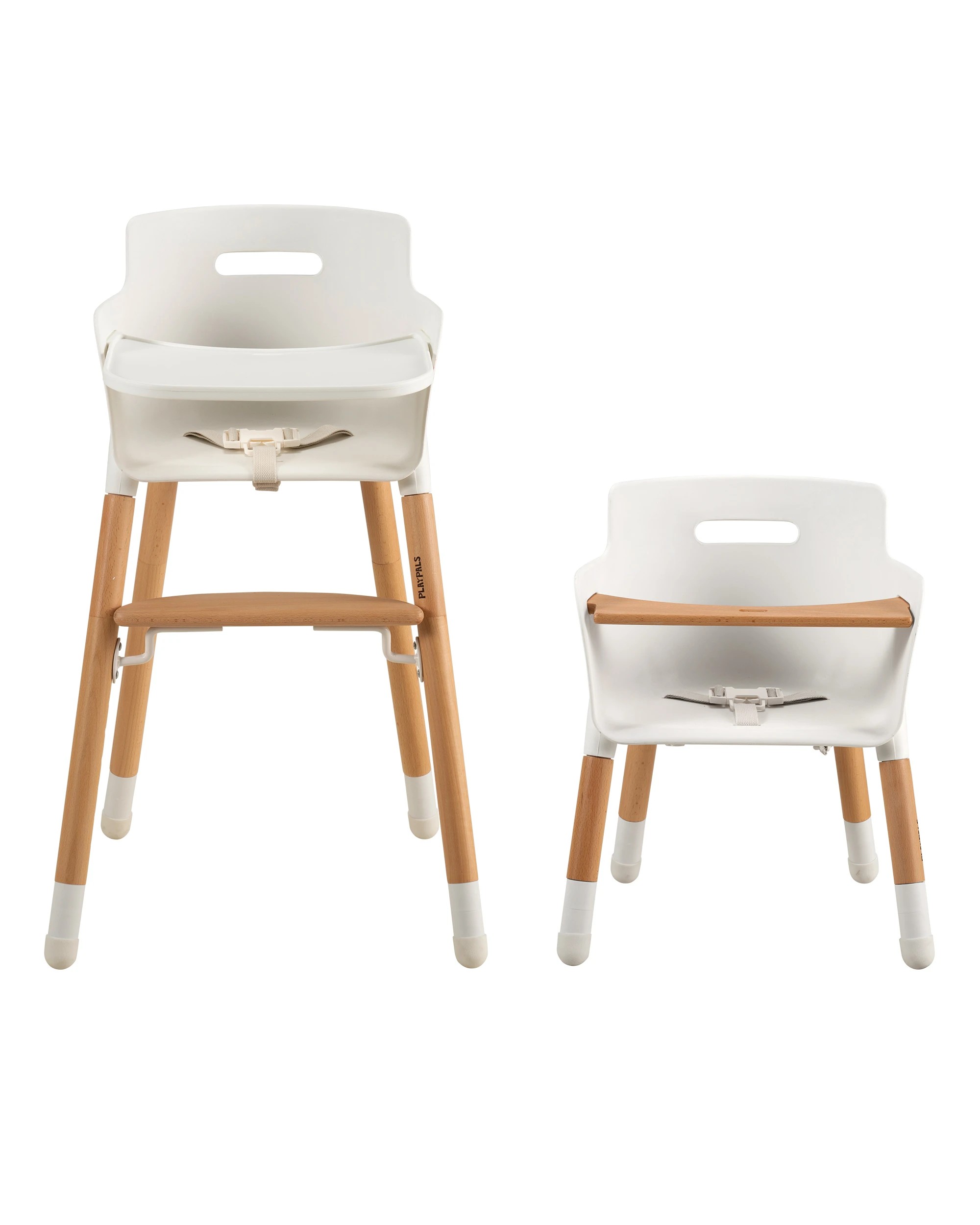 1 PlayPals Baby High Chair Wood Feeding Chairs 2 Height Modes Adjustable Footrest, 1 of 9