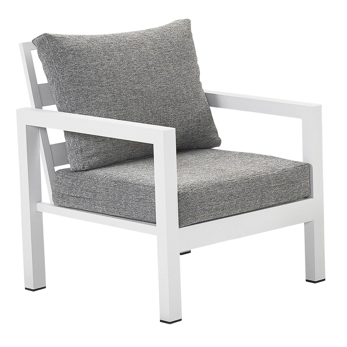 3 Moda Living Manly Single Seater White Aluminium Outdoor Sofa Lounge - Textured Grey Cushions (Set of 2) - White, 3 of 10