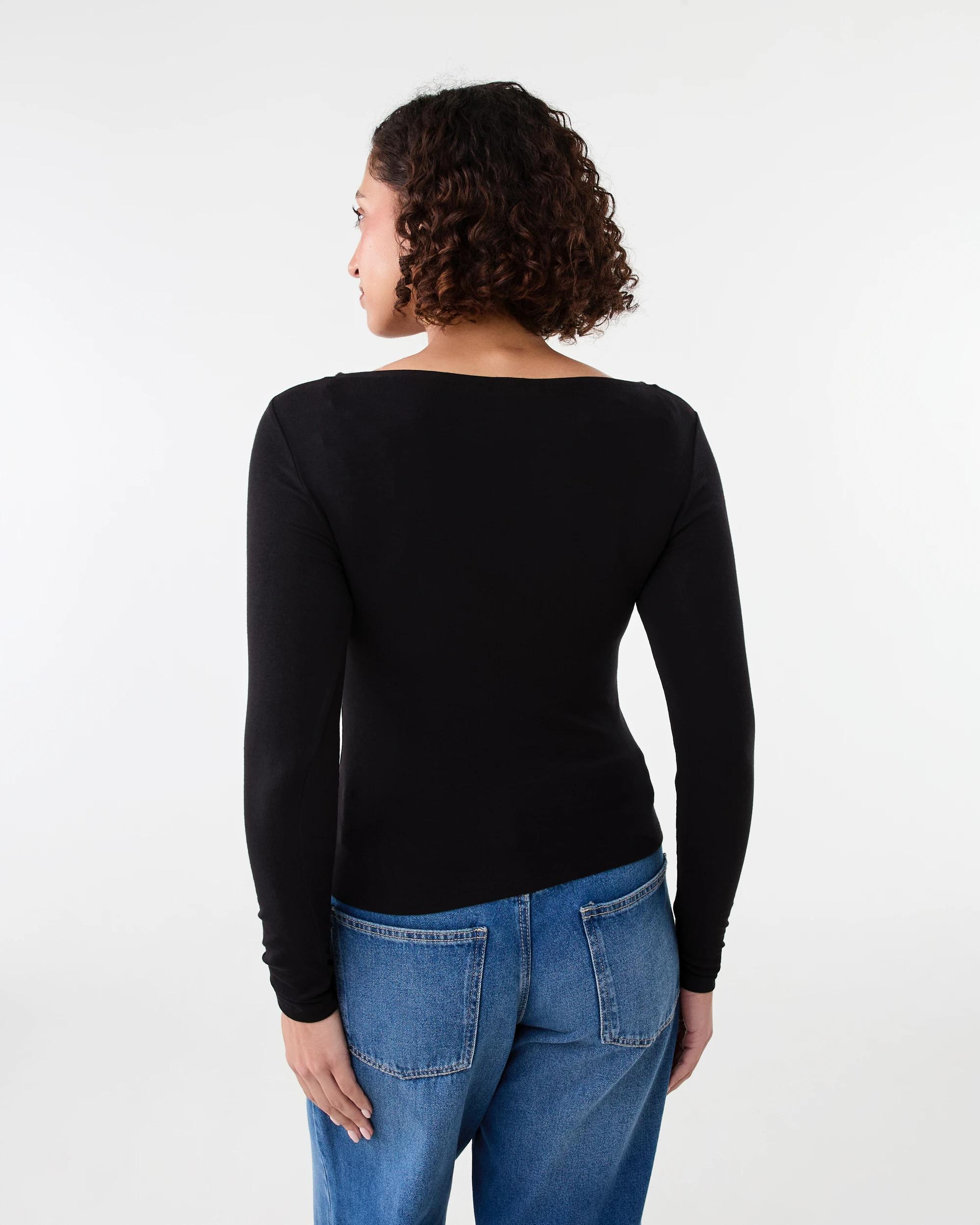 3 Long Sleeve Asymmetric Top Black, 3 of 6