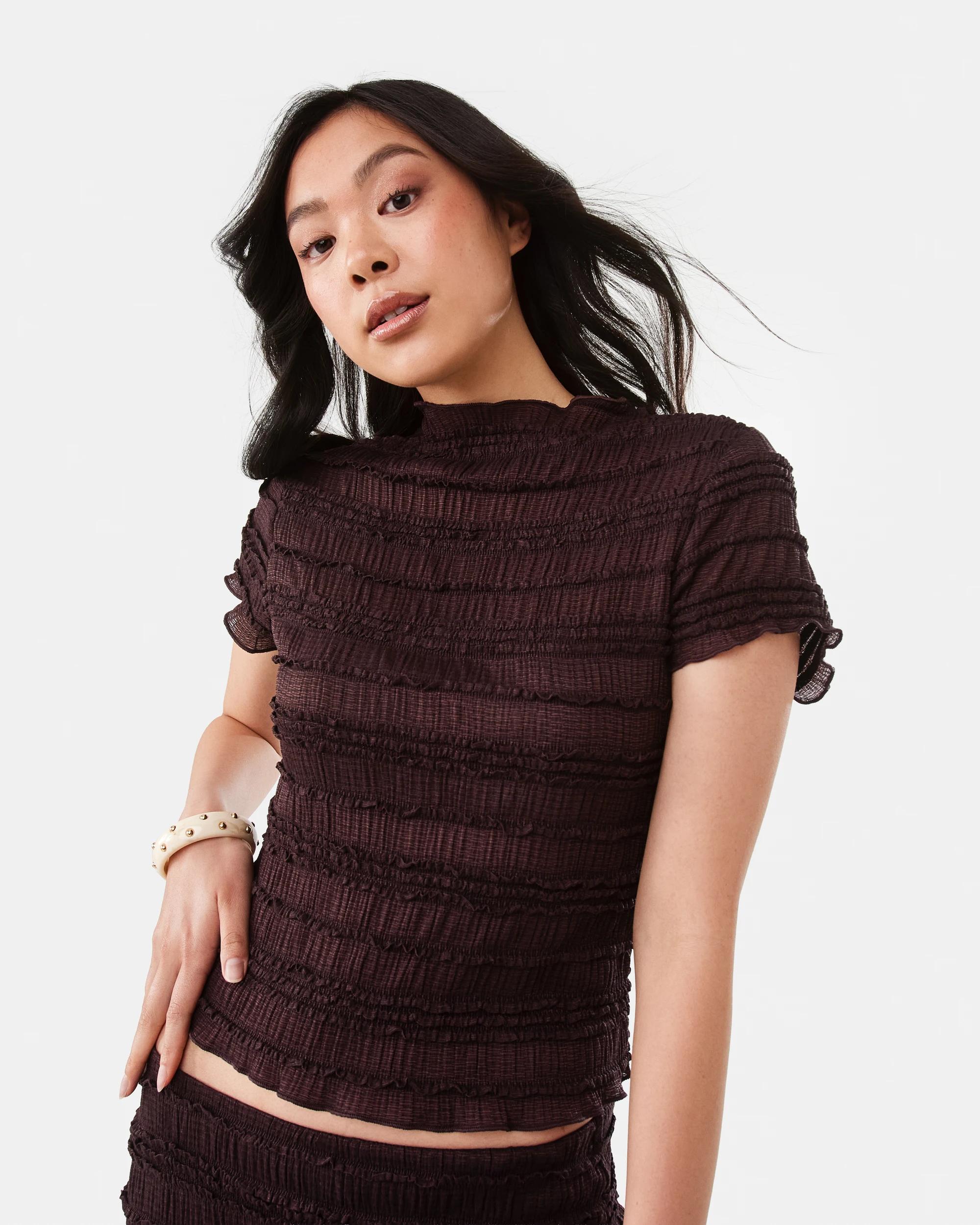 5 Short Sleeve Textured T-shirt Melt Brown, 5 of 8