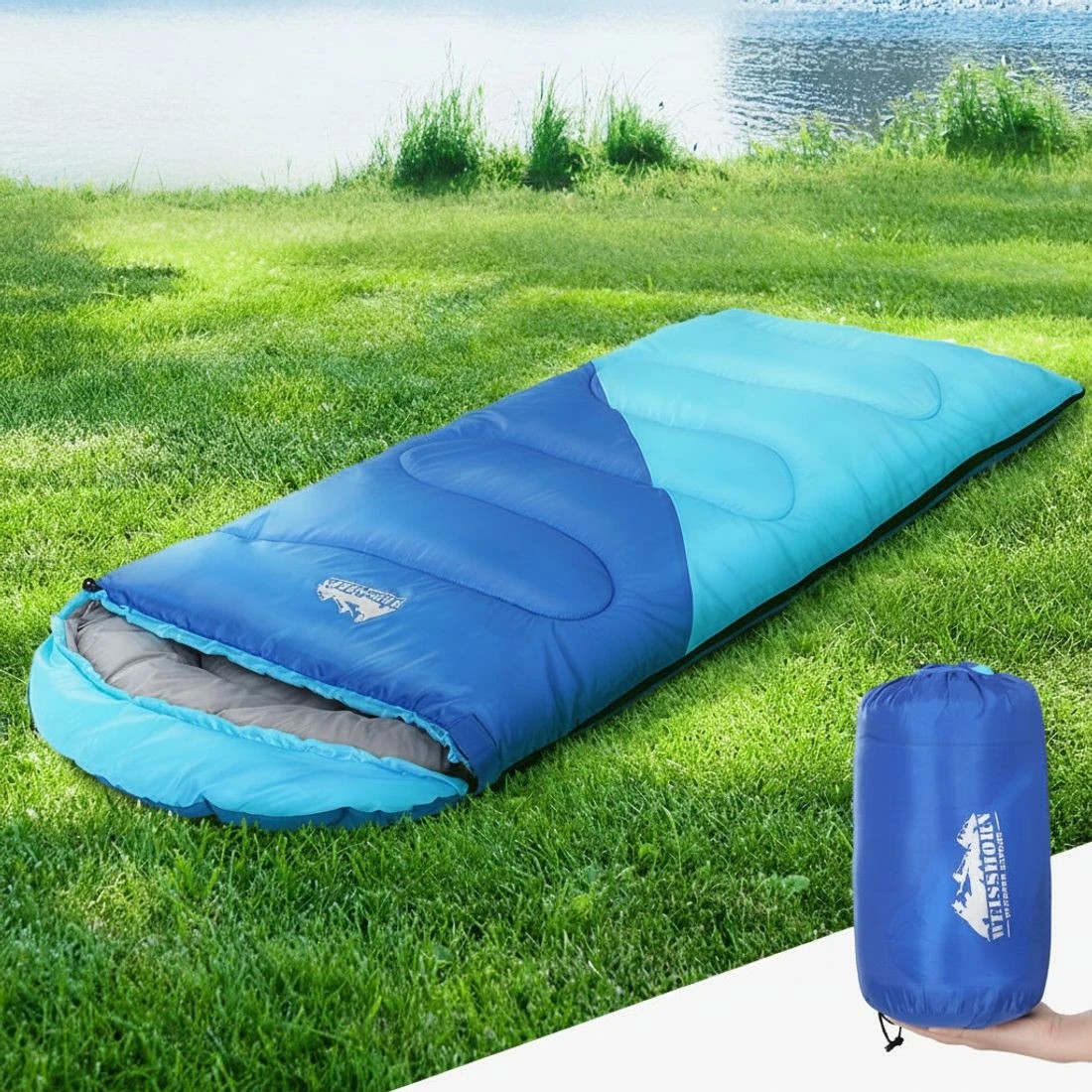 6 Weisshorn Sleeping Bag Kids Single 172cm Thermal Camping Hiking - Blue, 6 of 6