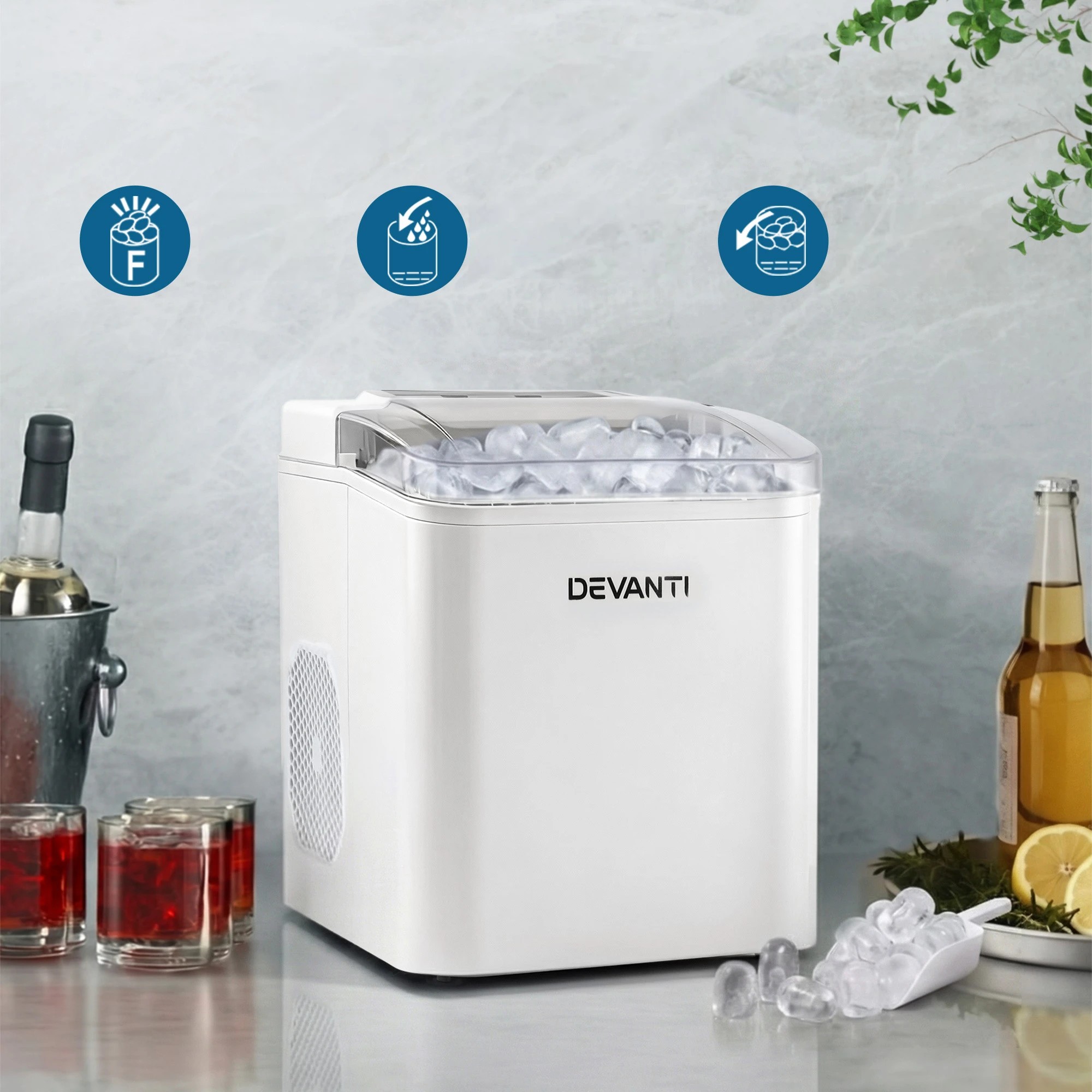 6 Devanti  Ice Maker Machine Portable Countertop w/Self Cleaning - White, 6 of 10