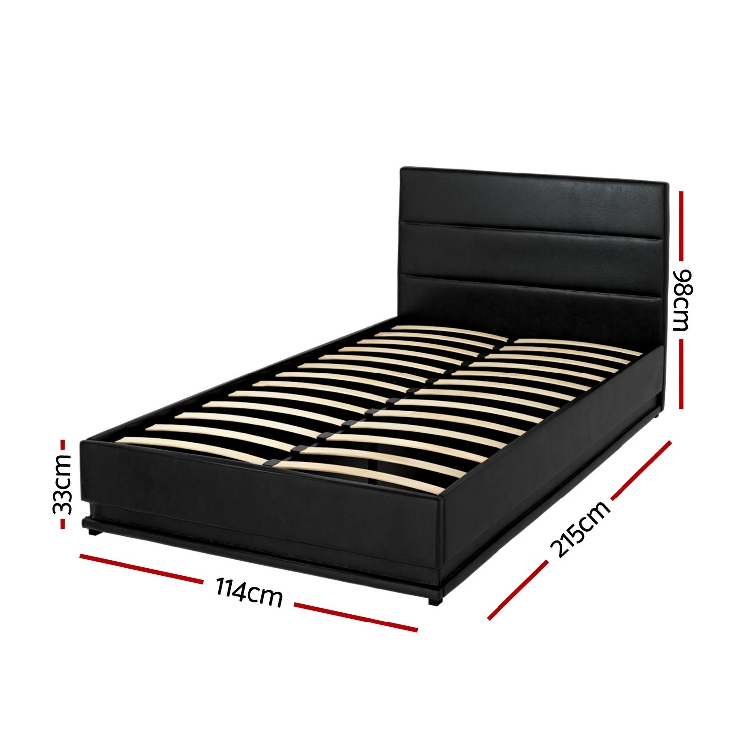 2 Artiss Bed Frame King Single Size LED Gas Lift LUMI - Black, 2 of 6