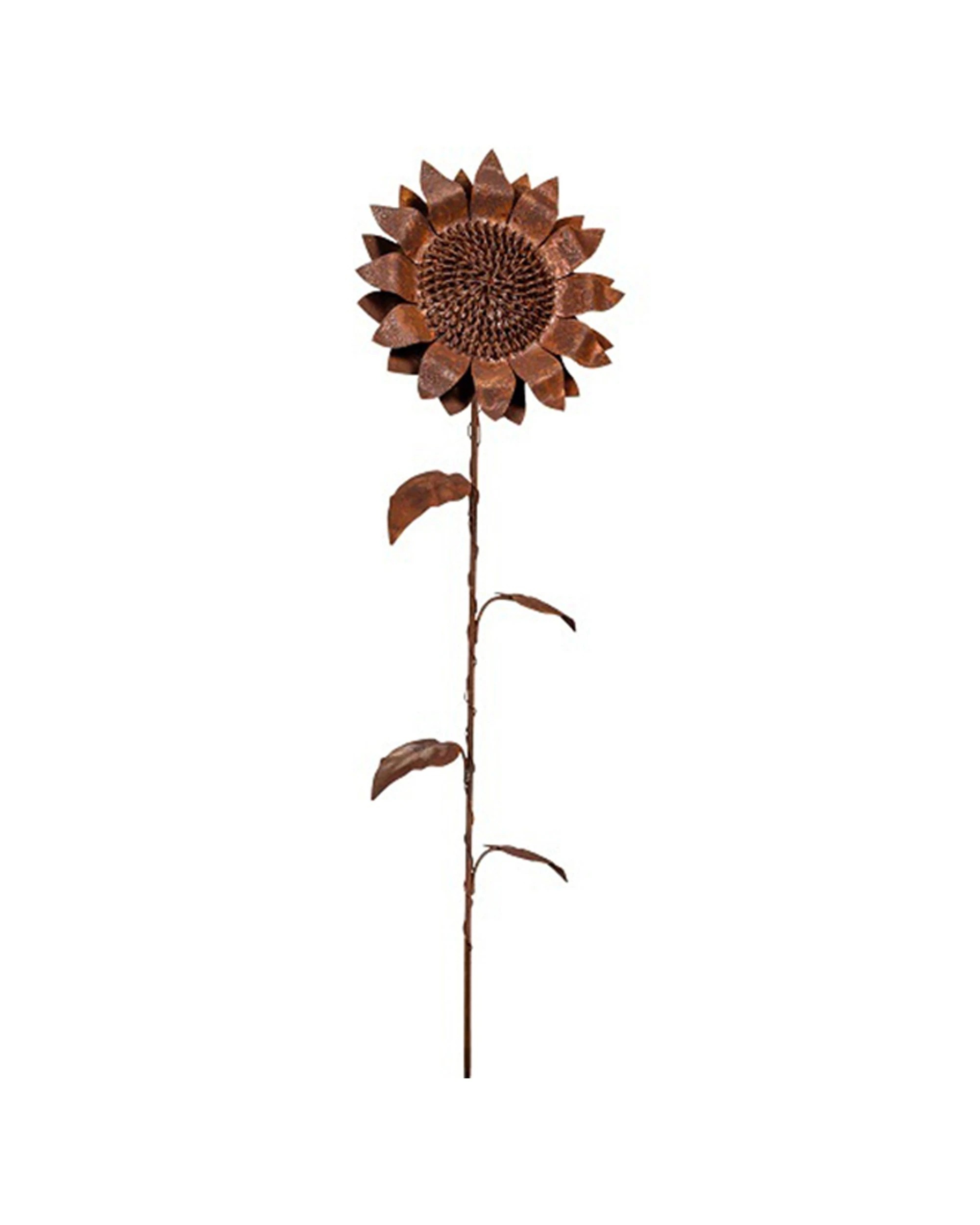 1 Alfresco Garden 114cm Metal Stake Sunflower Small Outdoor Decor - Brown, 1 of 3