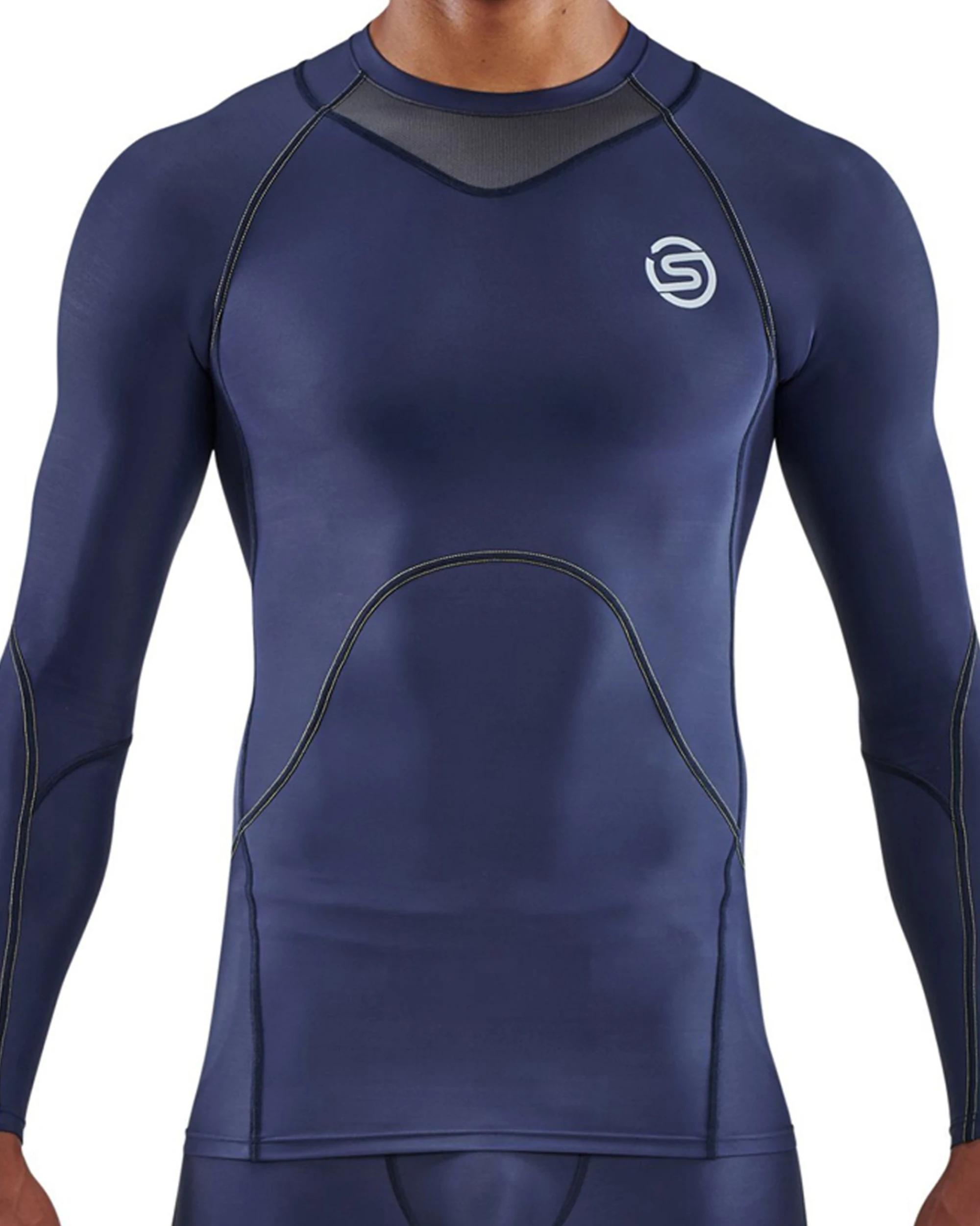 3 SKINS Compression Men's Series-3 Running/Gym Long Sleeve Top NAVY BLUE, 3 of 5