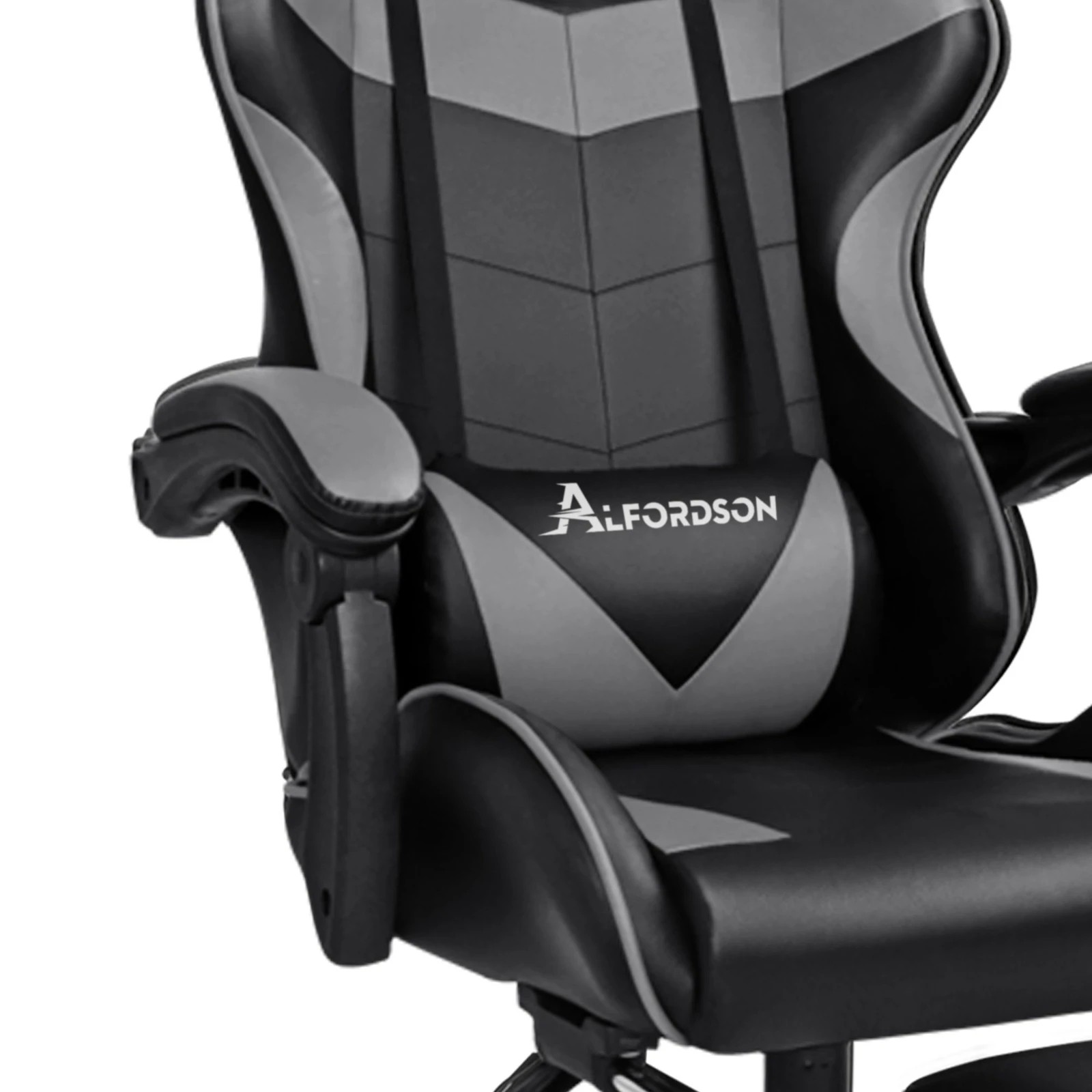 8 Alfordson Gaming Chair Office Executive Racing Footrest Seat PU Leather - Grey, 8 of 10