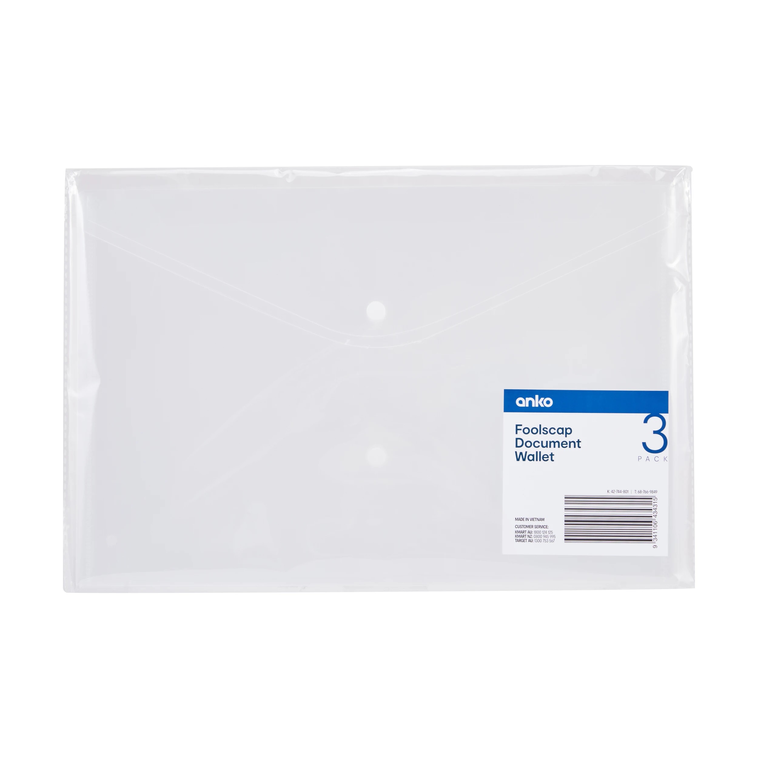 7 3 Pack A4 Button Document Wallet - Clear, 7 of 7