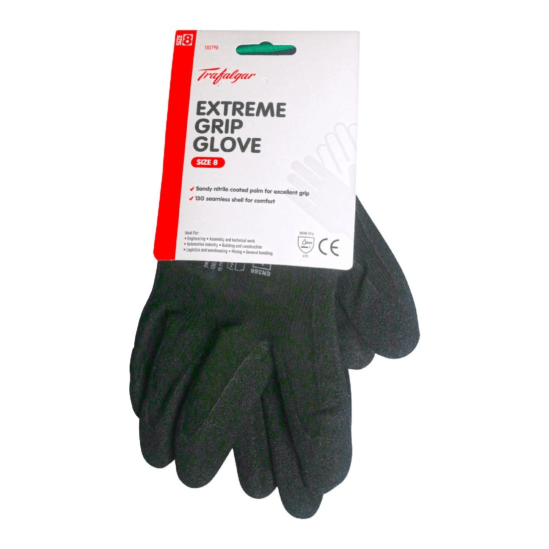 1 Trafalgar Extreme Grip Hi-vis Gloves Size 8, 1 of 2