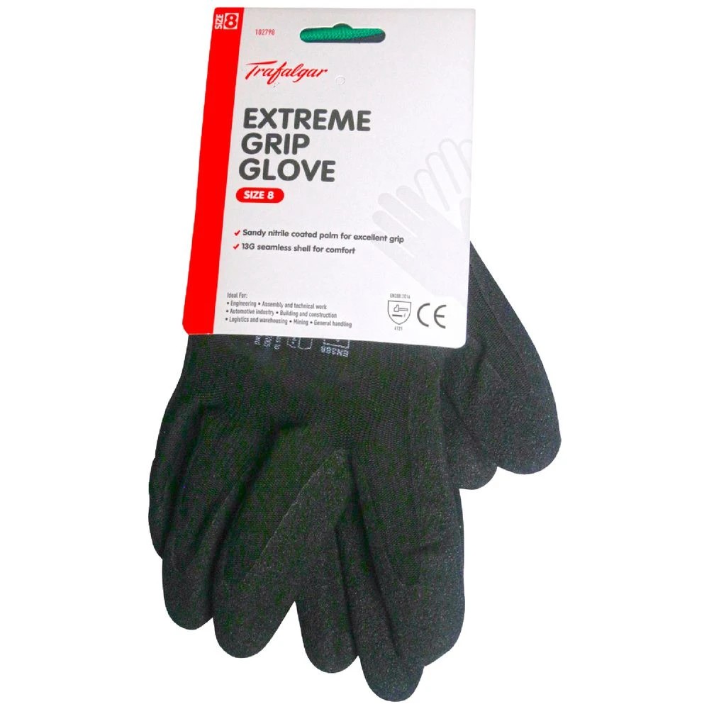 1 Trafalgar Extreme Grip Hi-vis Gloves Size 8, 1 of 2