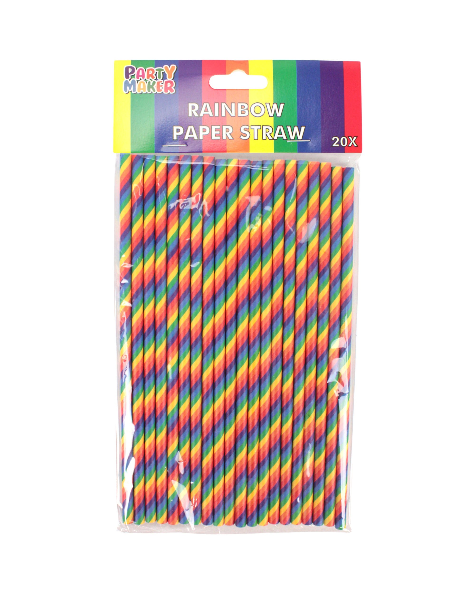2 Partyrama Rainbow Striped Paper Straws Pack of 20Multi - Multi, 2 of 2