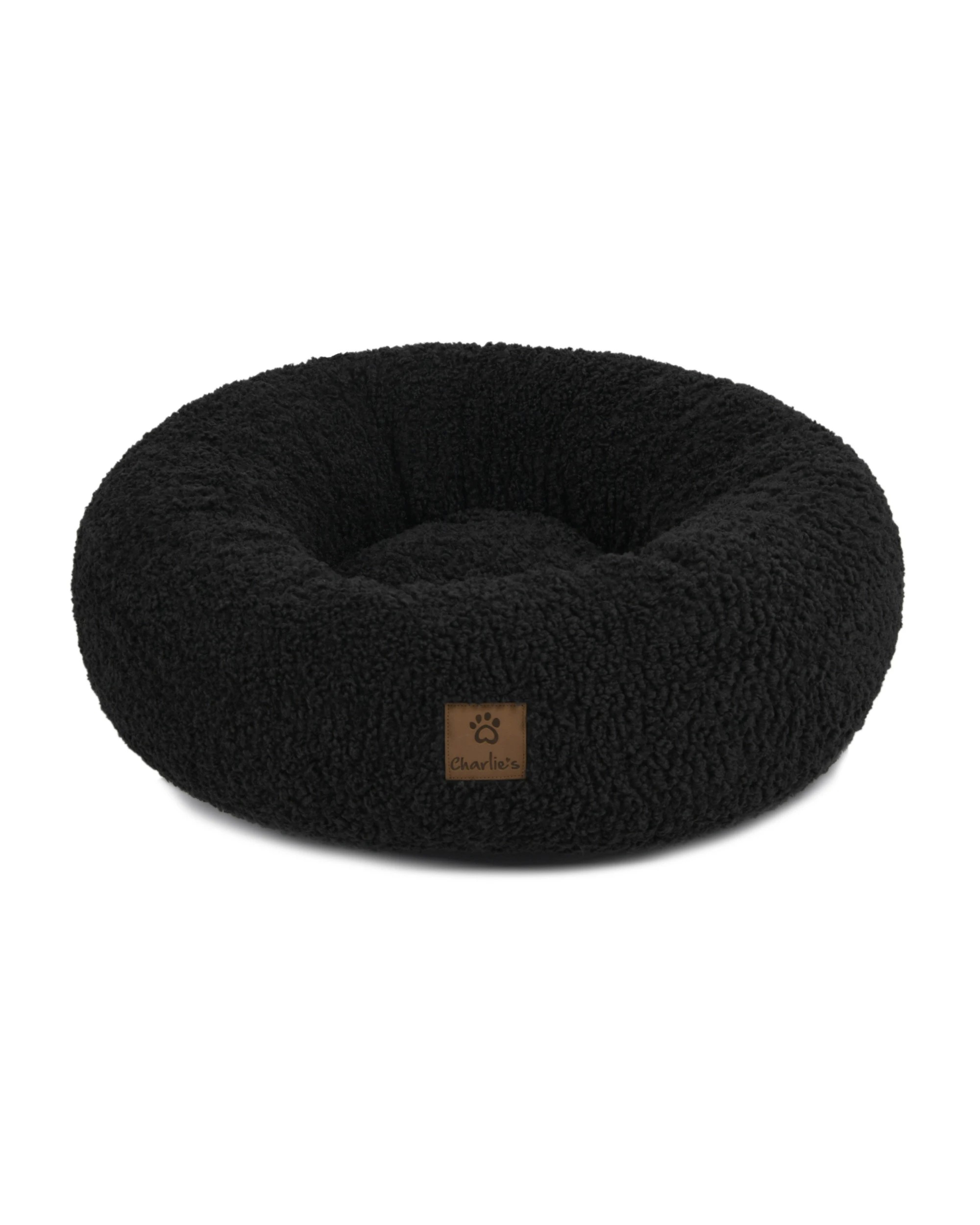2 Charlie's Teddy Fleece Round Calming Dog Bed Medium - Charcoal, 2 of 6