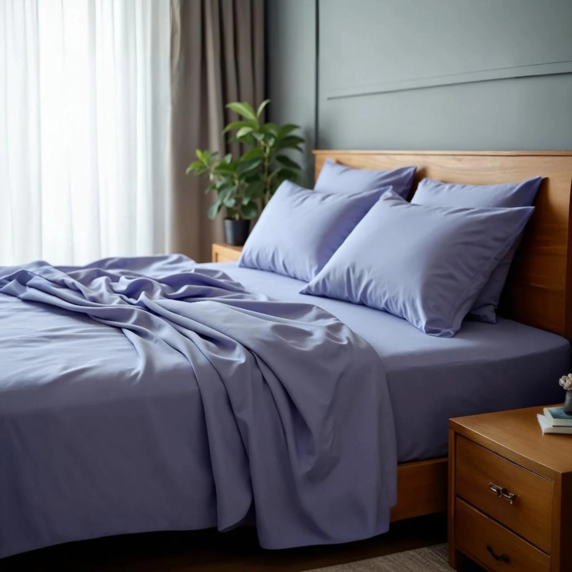 1 Royal Comfort 2000 Thread Count Bamboo Cooling Sheet Set Ultra Soft Bedding - Queen Bed - Blue, 1 of 4