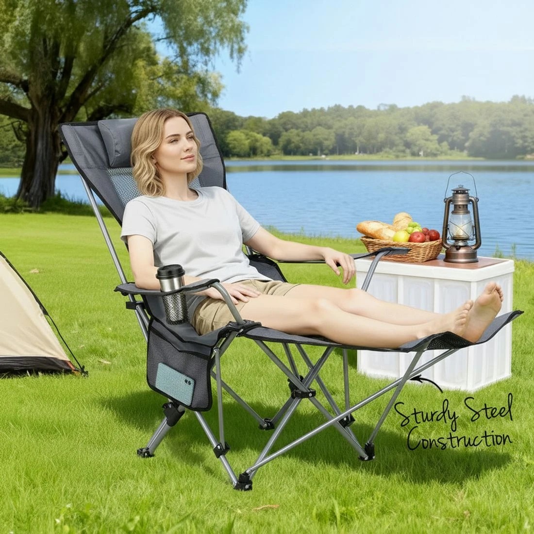 6 Weisshorn Camping Chair Adju Reclining Portable Outdoor Folding Chair - Grey, 6 of 7