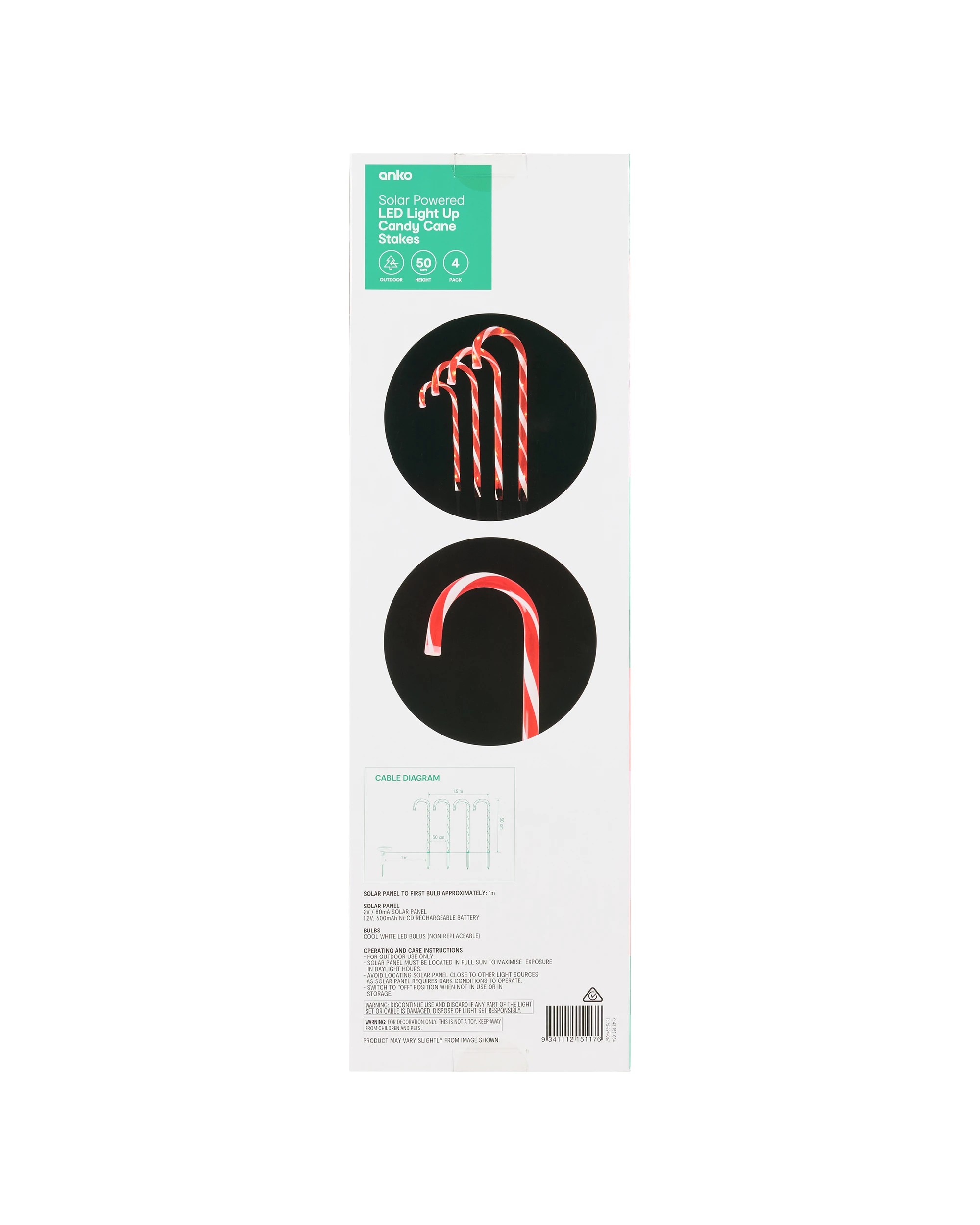 9 4 Pack Solar Powered LED Light Up Candy Cane Stakes, 9 of 9