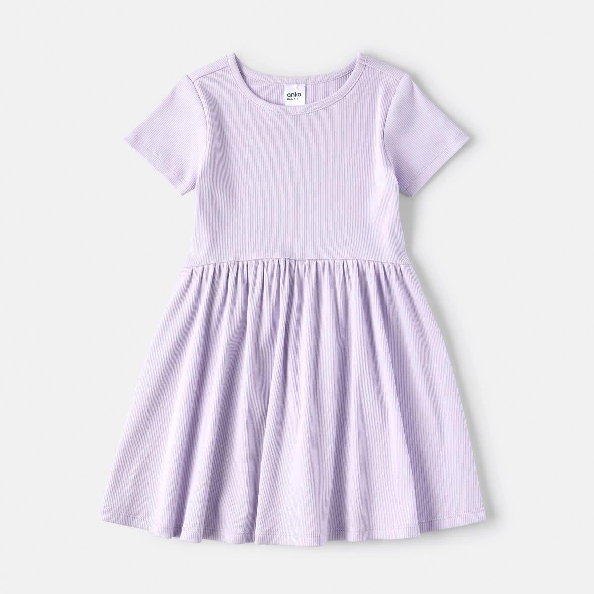 9 Short Sleeve Rib Dress Pst Purple, 9 of 10